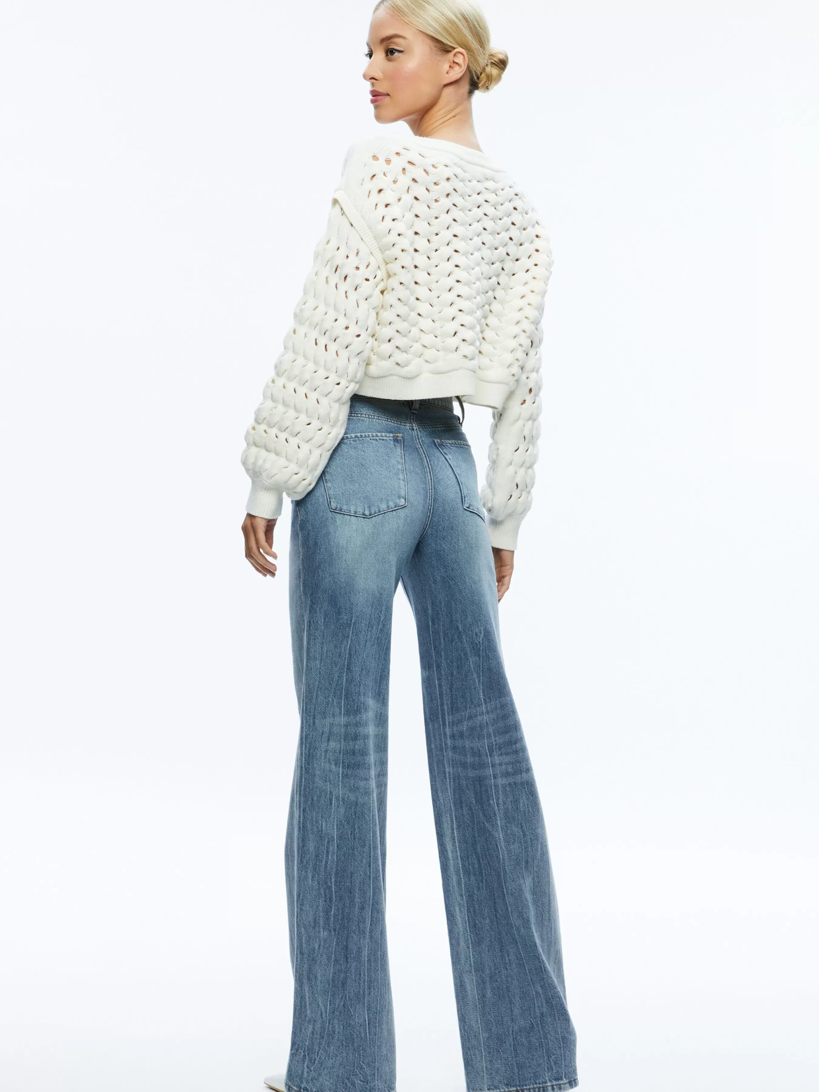 Alice and Olivia ALLENE CABLE KNIT CREWNECK