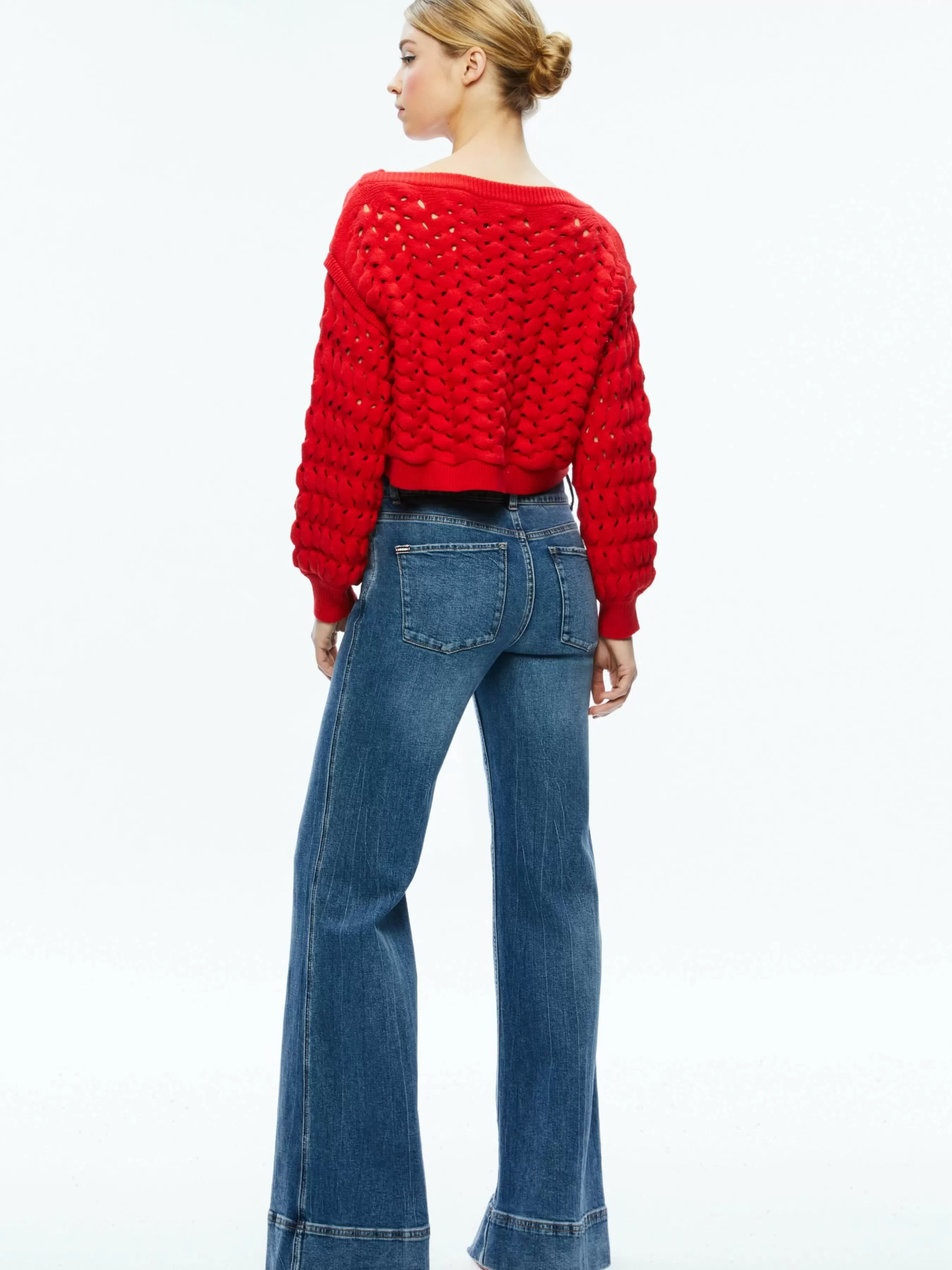 Alice and Olivia ALLENE CABLE KNIT CREWNECK