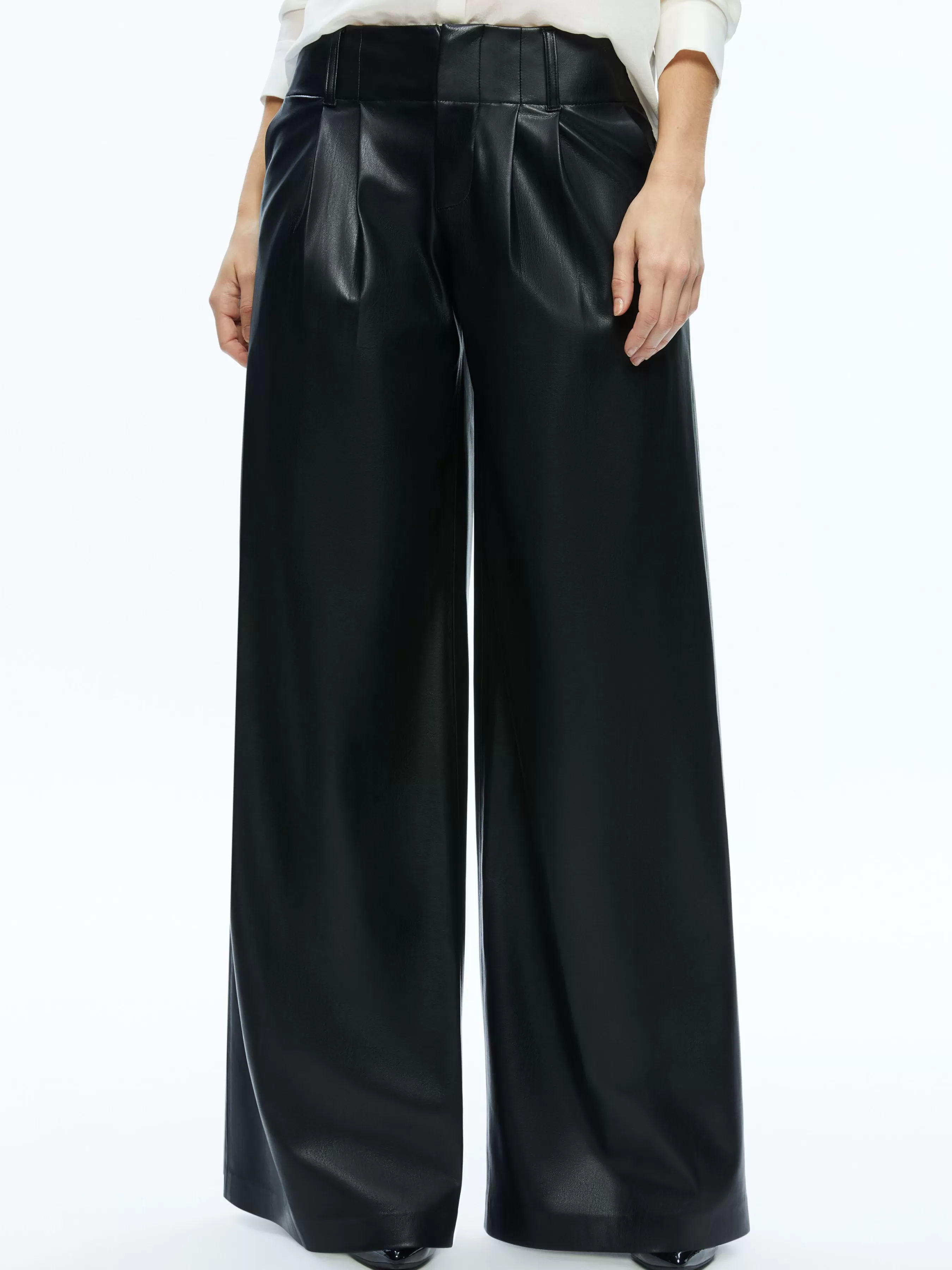 Alice and Olivia ANDERS VEGAN LEATHER LOW RISE PANT