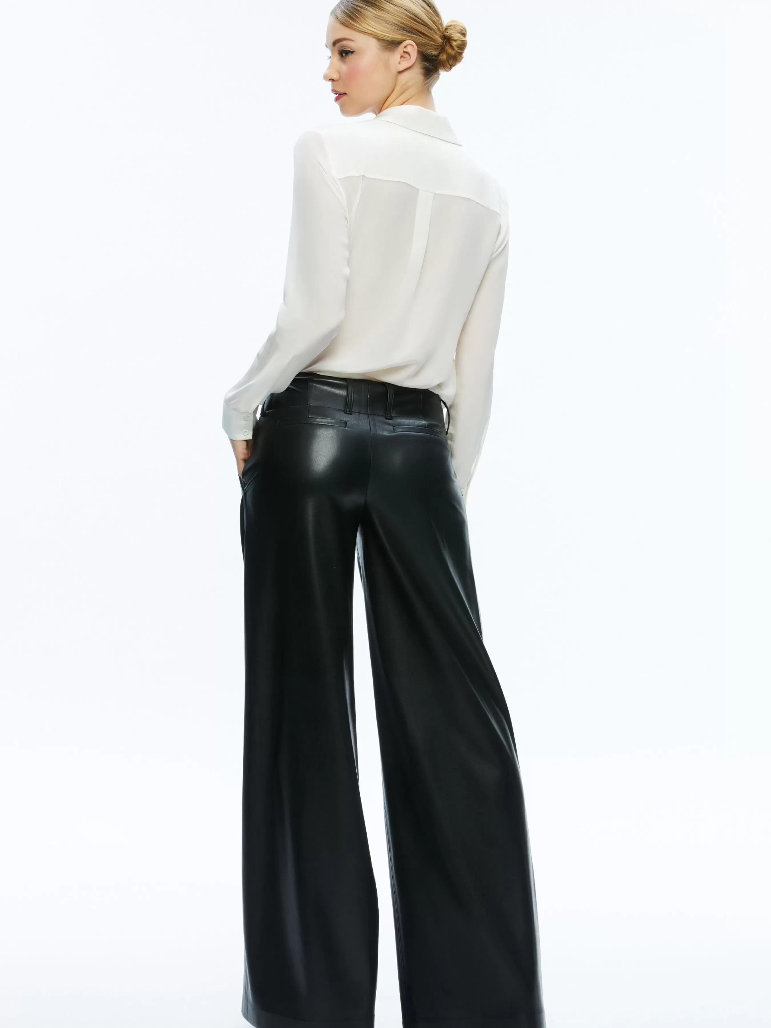 Alice and Olivia ANDERS VEGAN LEATHER LOW RISE PANT