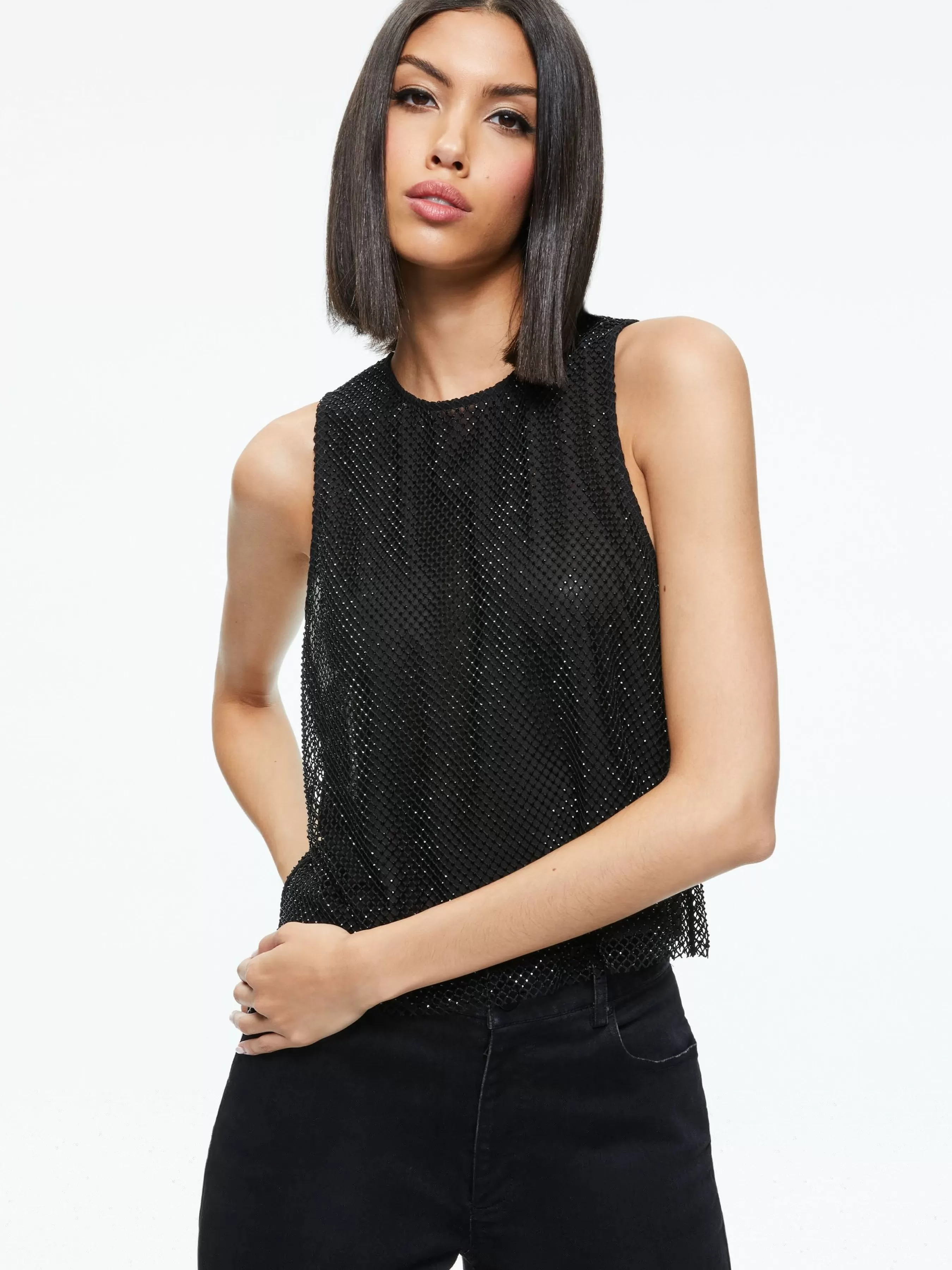 Alice and Olivia ANGELINA CRYSTAL EMBELLISHED TANK