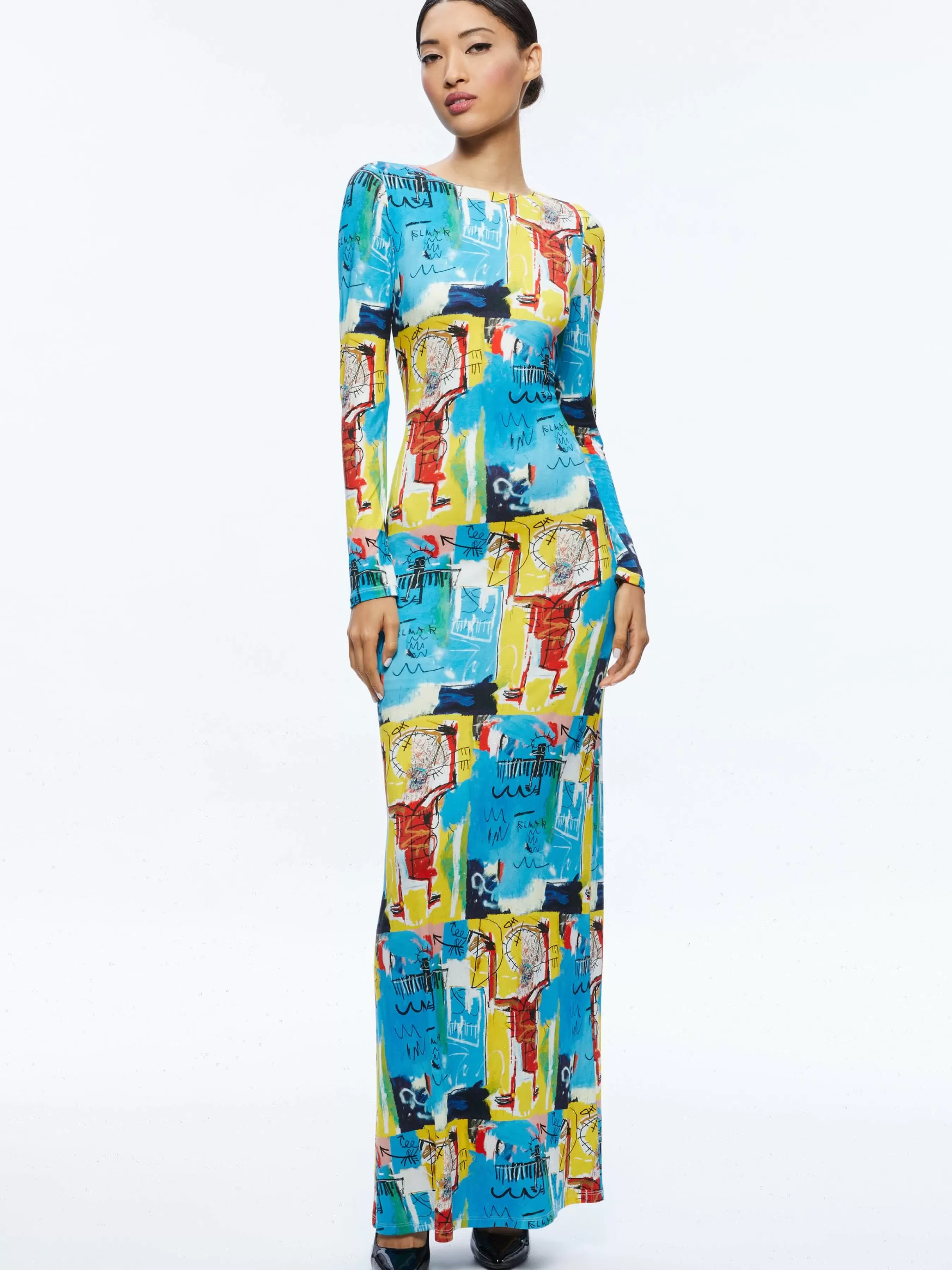 Alice and Olivia A+O X BASQUIAT DELORA MAXI DRESS