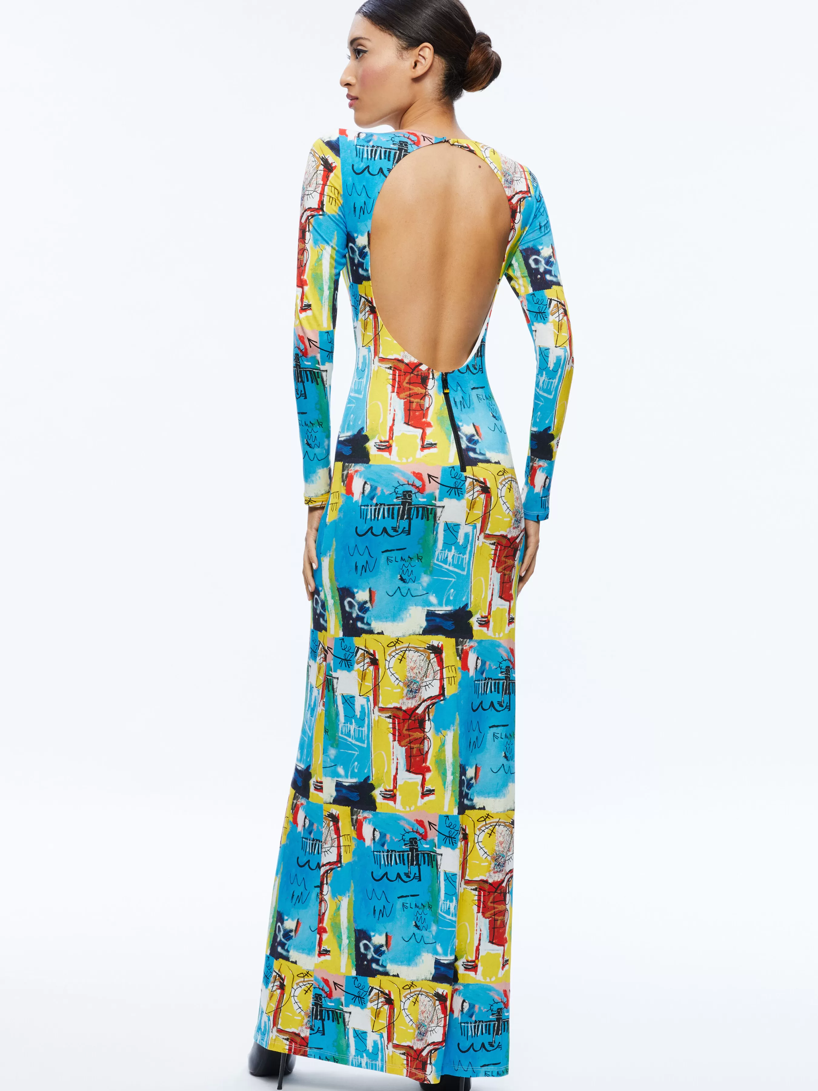 Alice and Olivia A+O X BASQUIAT DELORA MAXI DRESS