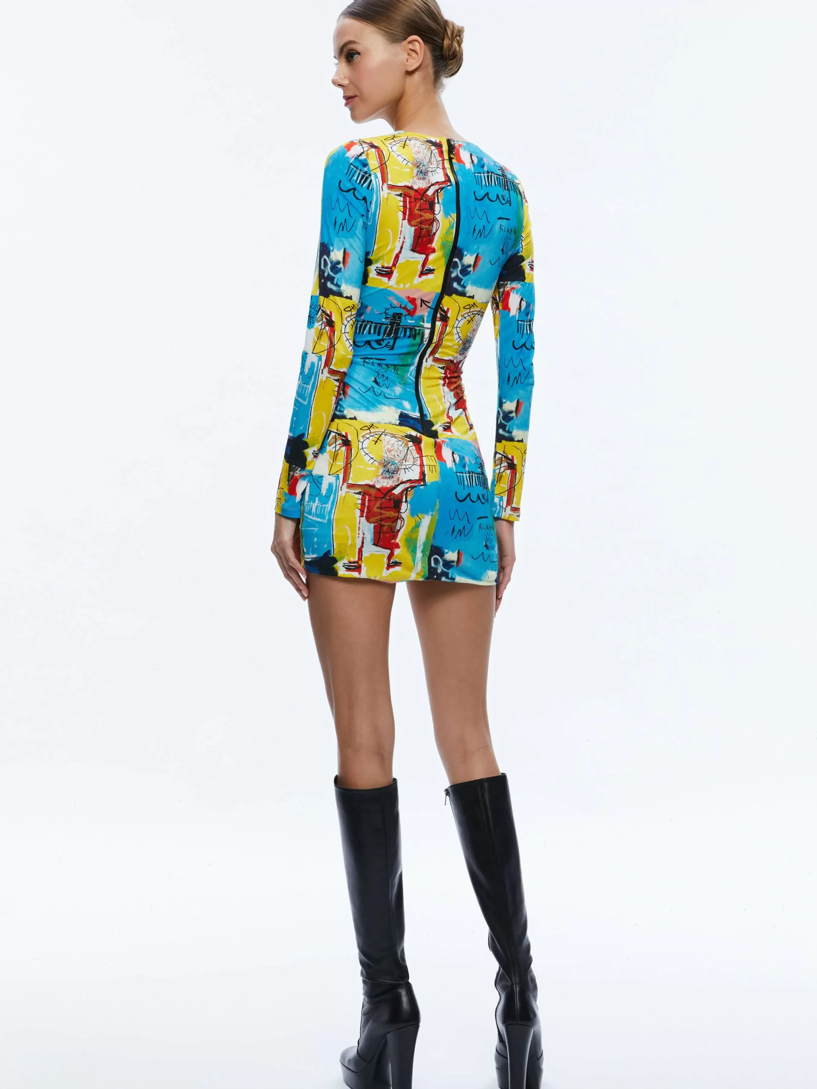 Alice and Olivia A+O X BASQUIAT DELORA MINI DRESS