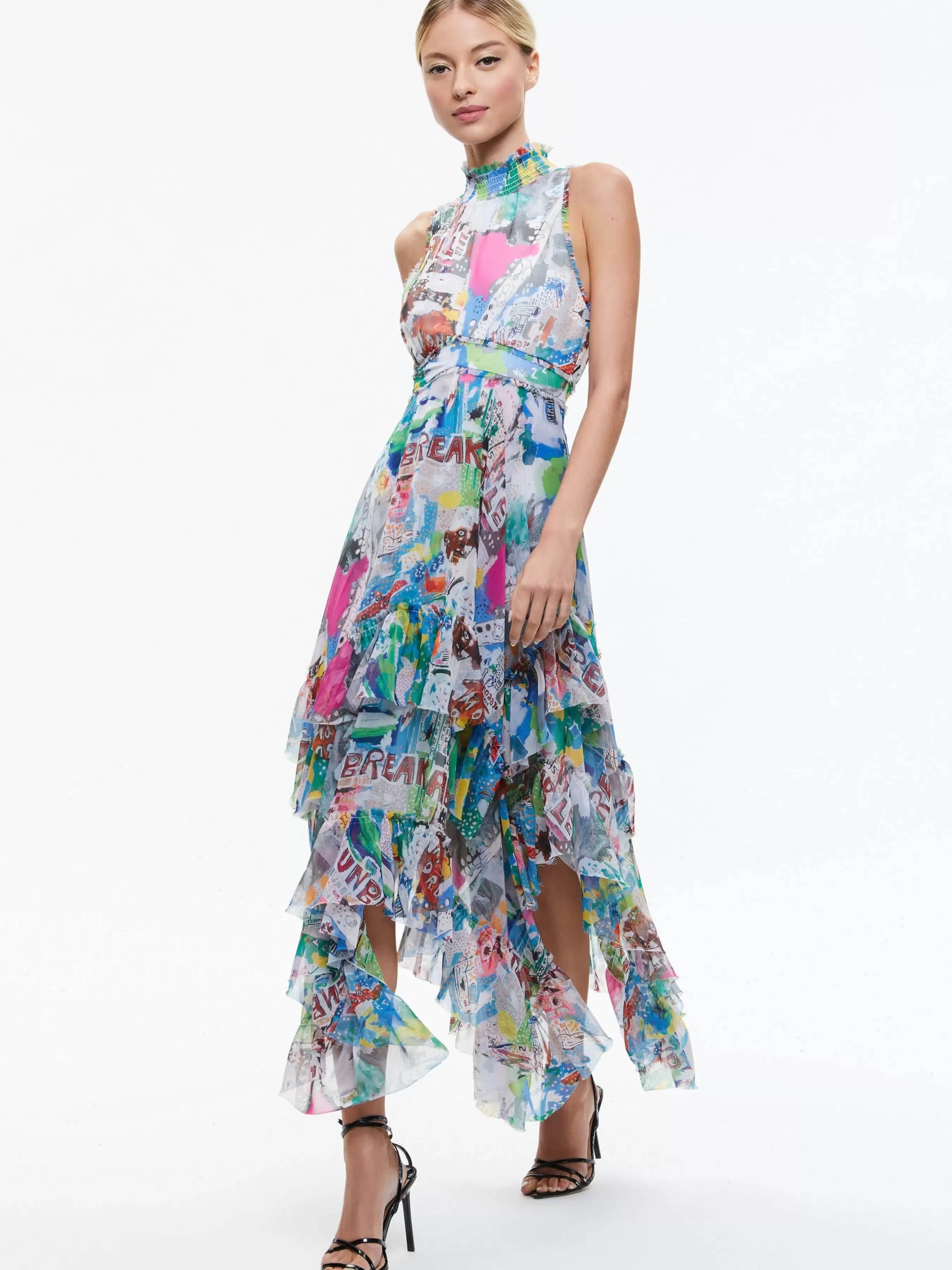 Alice and Olivia A+O X BASQUIAT EVELYN MAXI DRESS