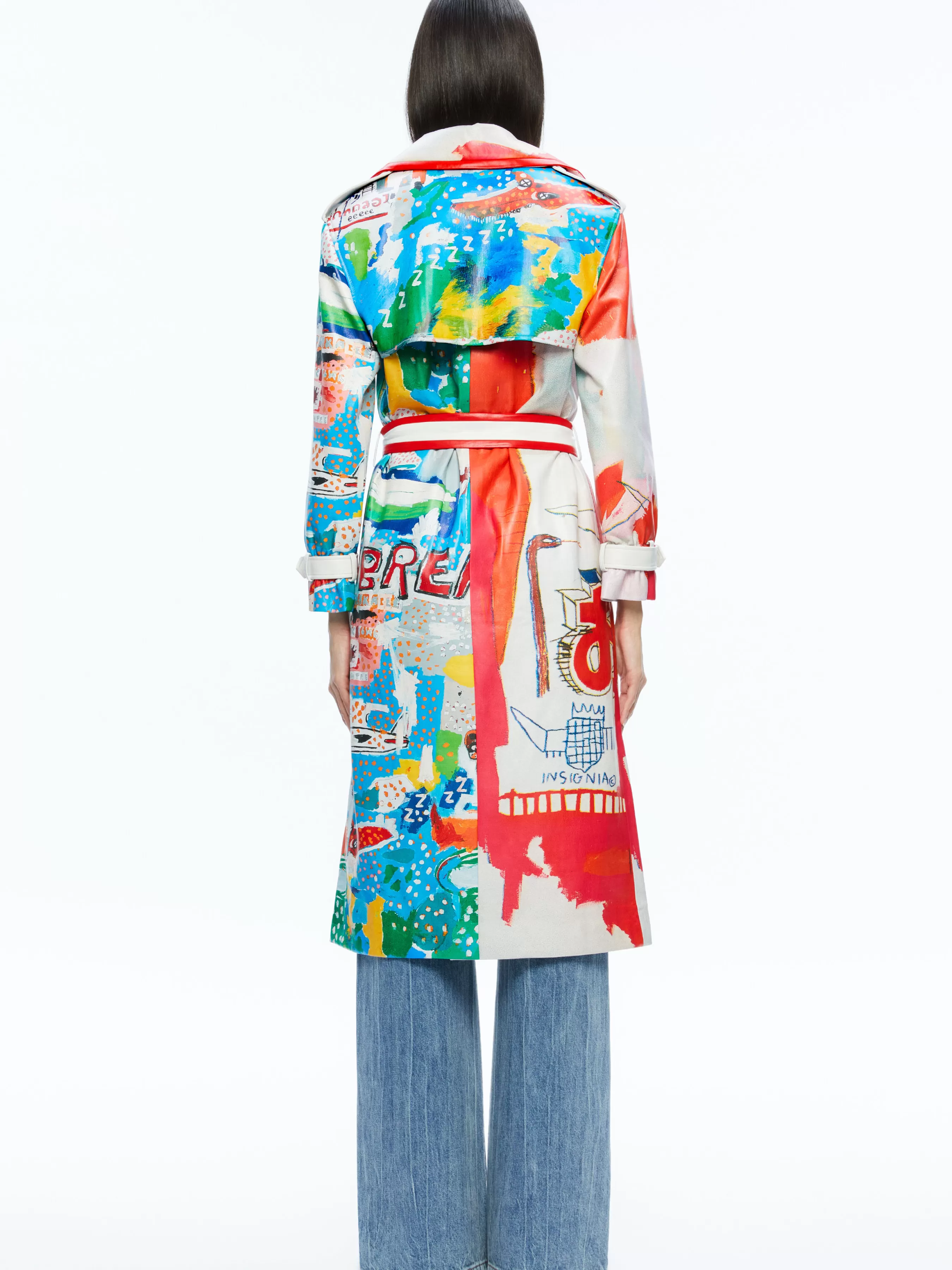 Alice and Olivia A+O X BASQUIAT NEVADA VEGAN LEATHER TRENCH COAT