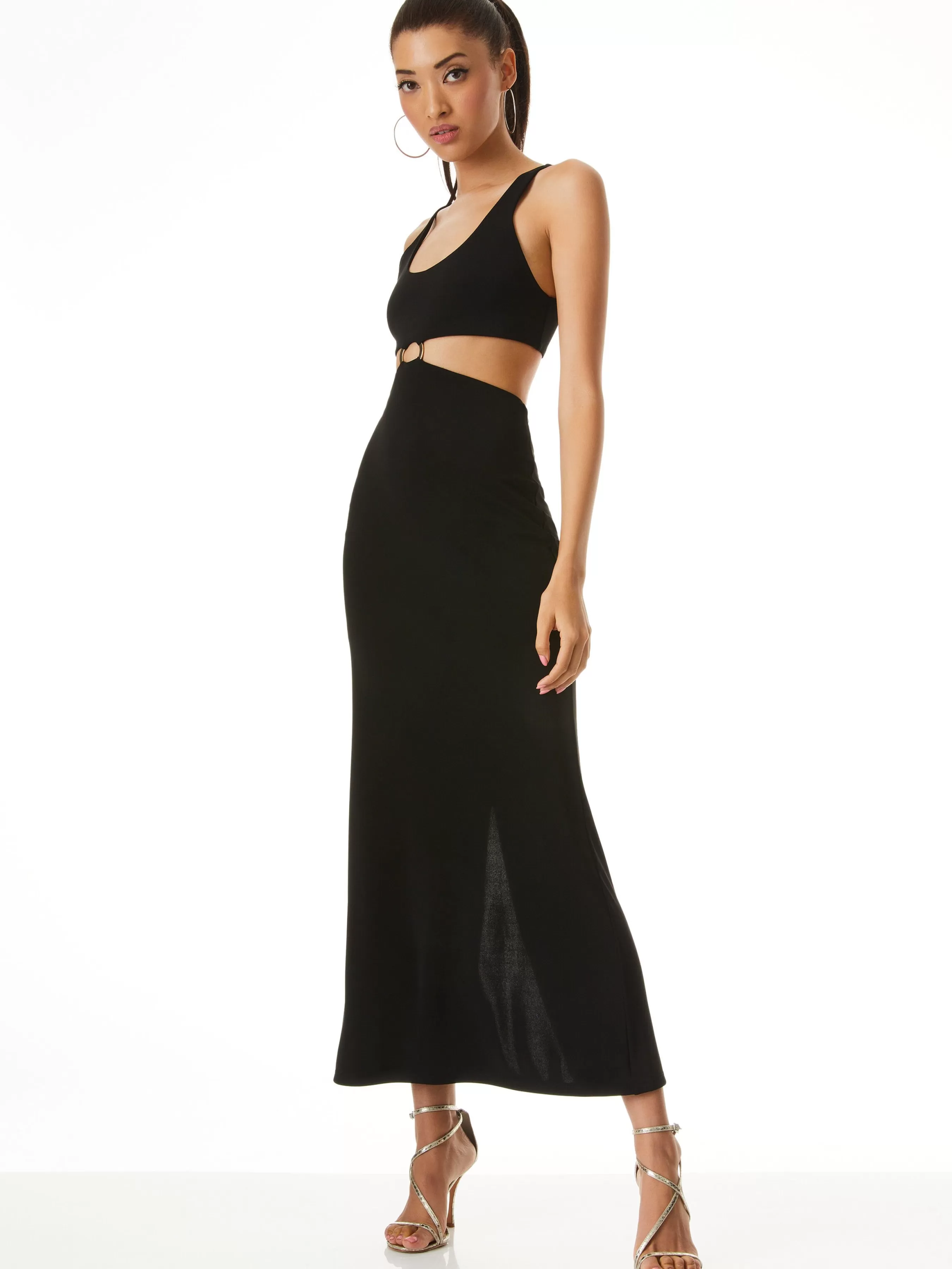 Alice and Olivia ARIZONA CUTOUT O-RING MAXI DRESS