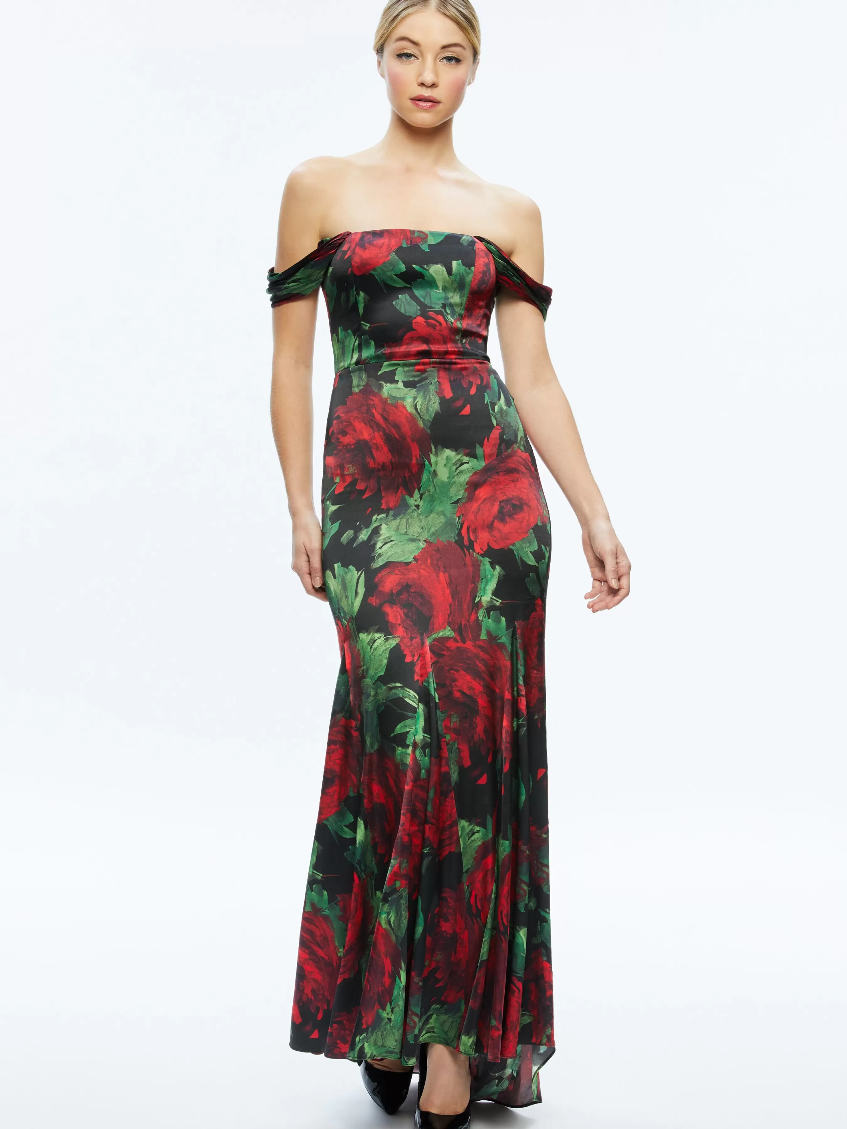 Alice and Olivia ARZA OFF SHOULDER MAXI DRESS