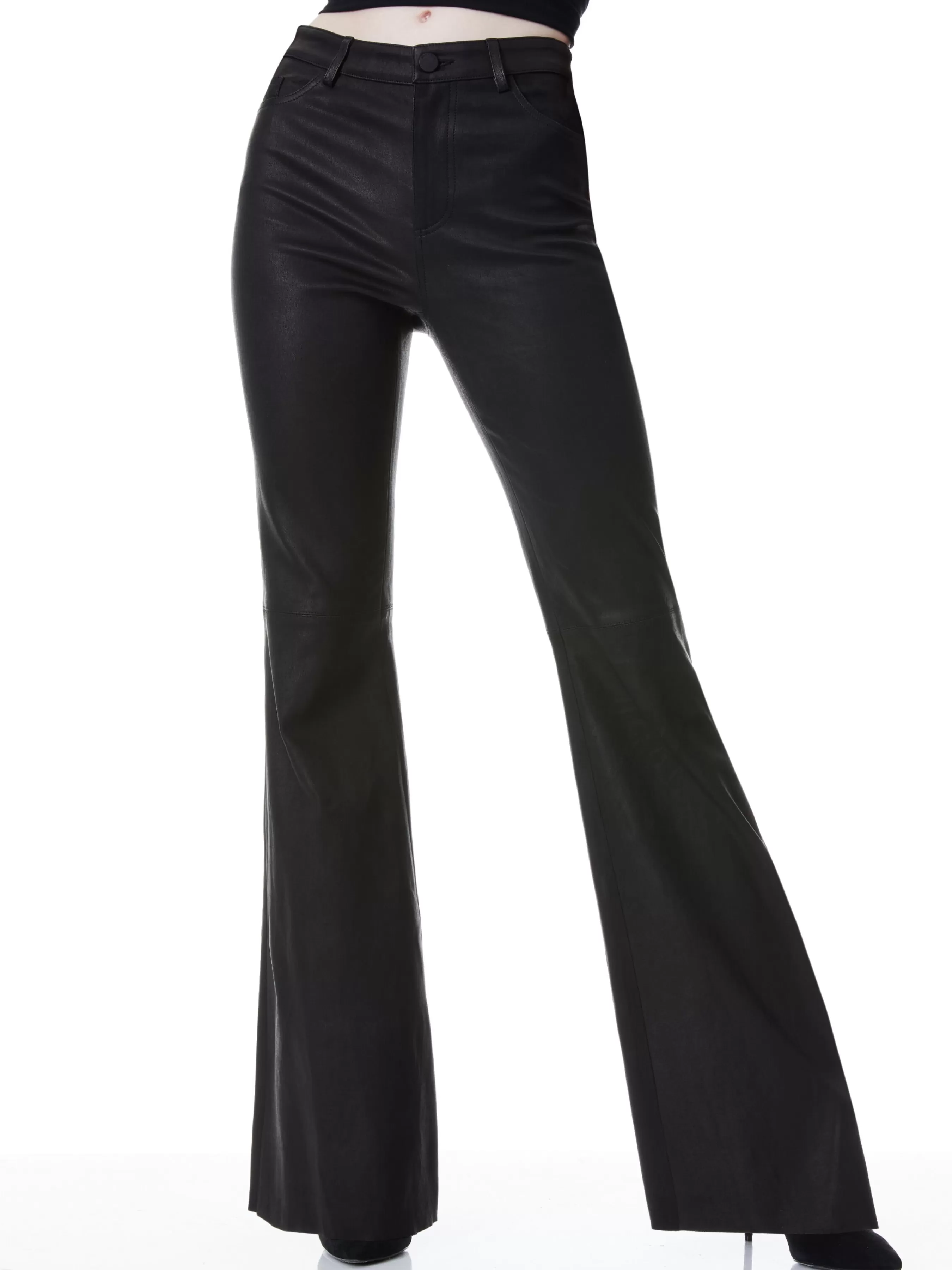 Alice and Olivia BRENT HIGH WAISTED LEATHER BELL PANT