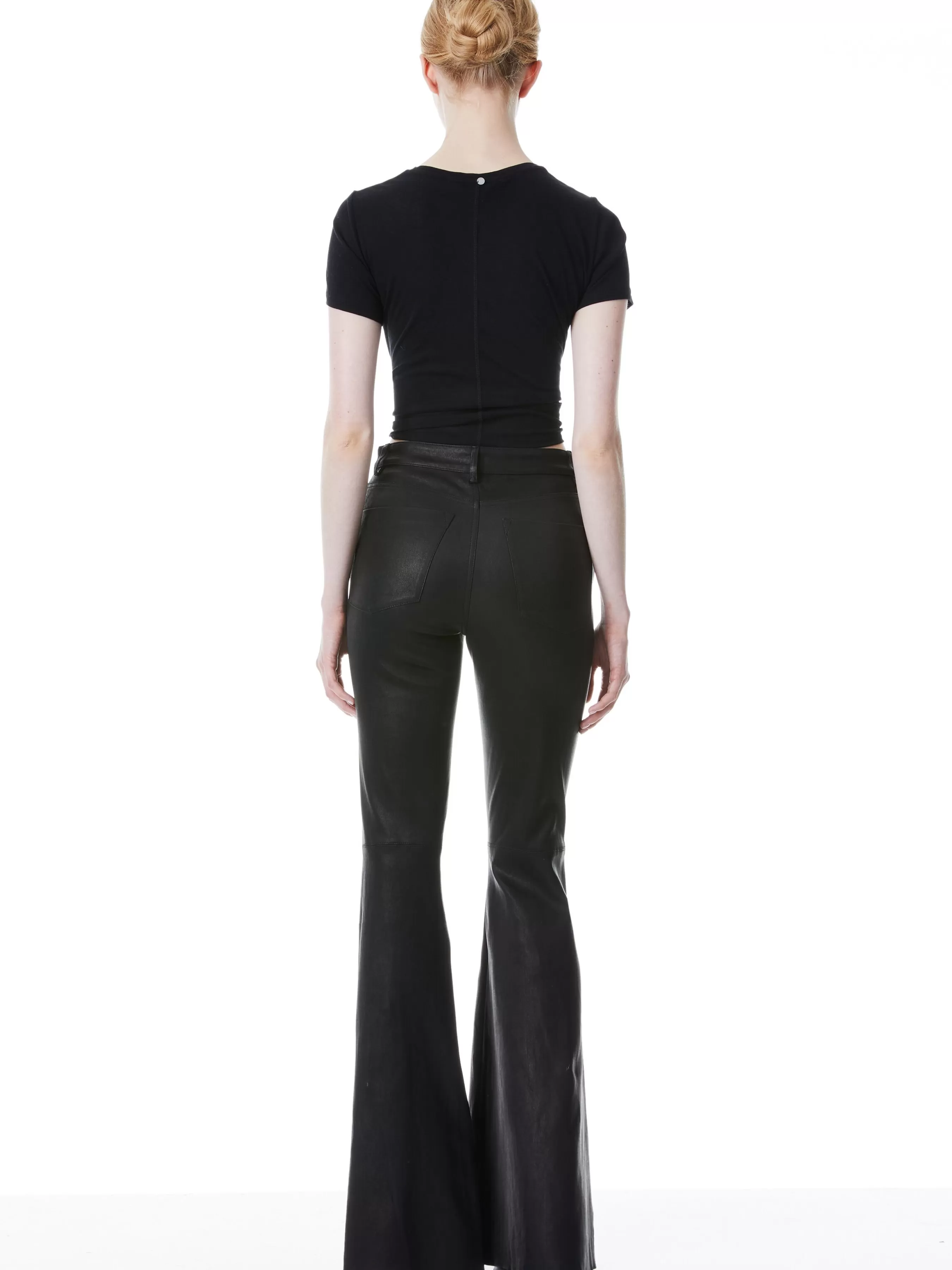 Alice and Olivia BRENT HIGH WAISTED LEATHER BELL PANT