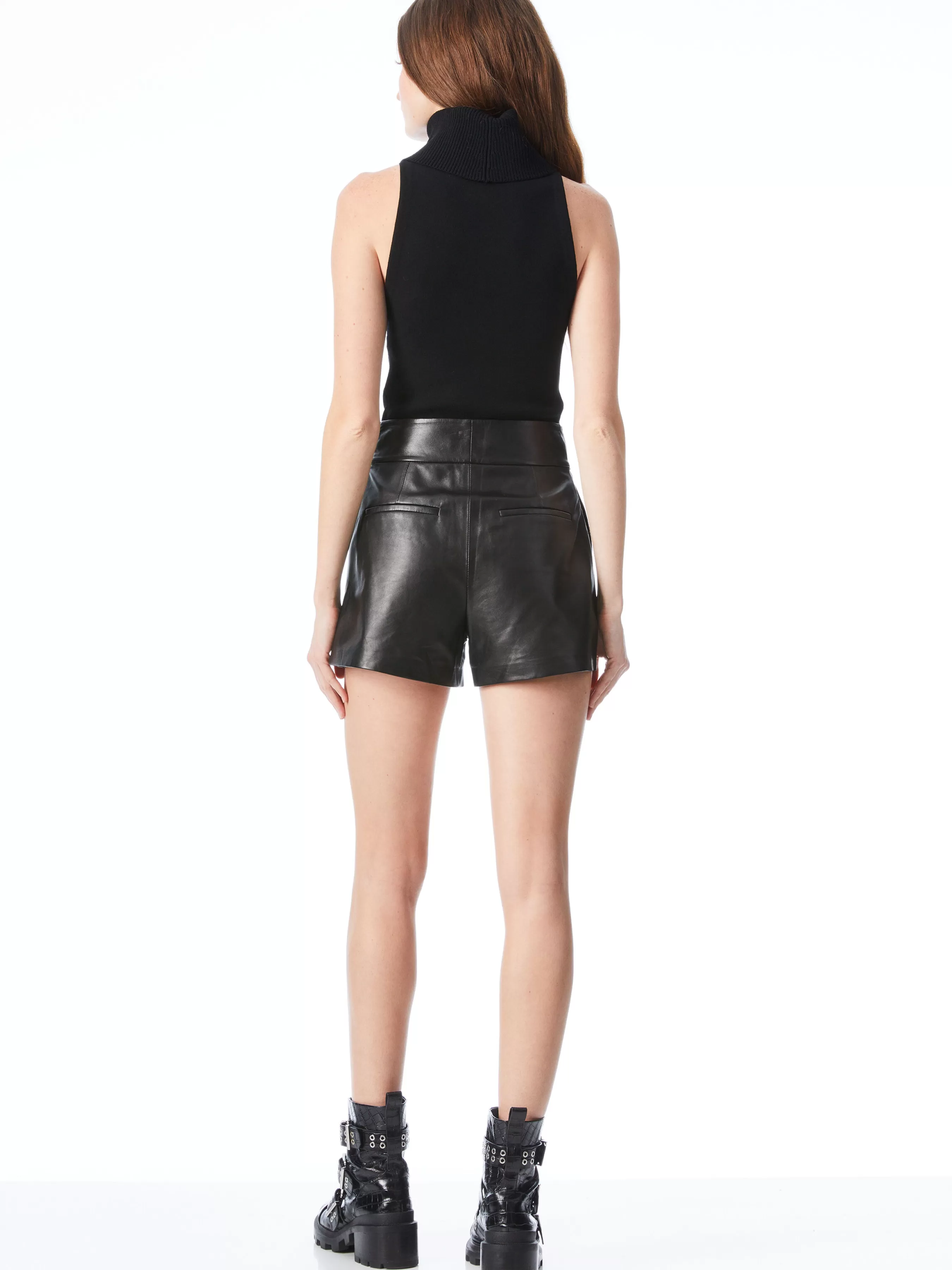 Alice and Olivia CADY HIGH WAISTED LEATHER SHORT