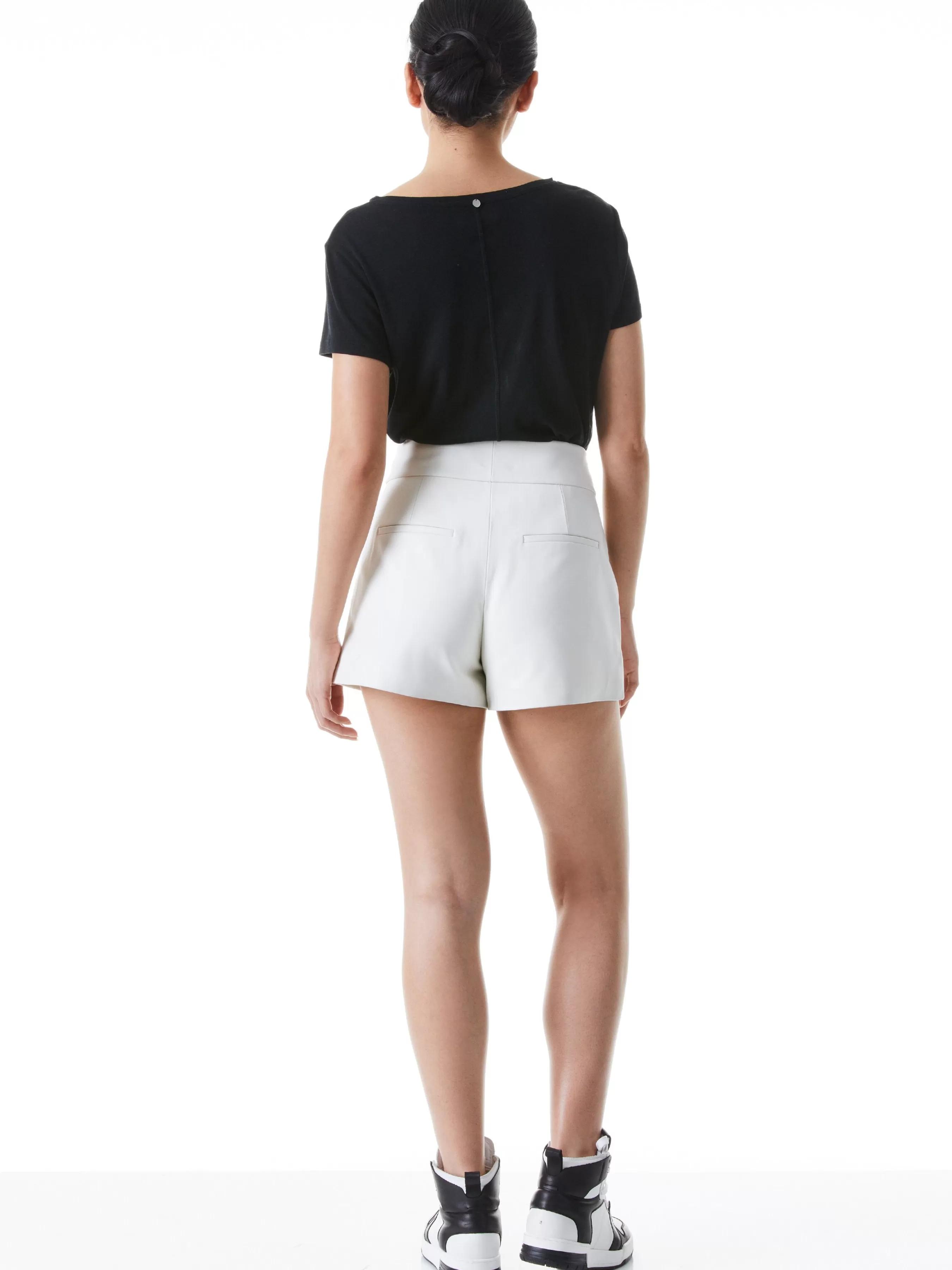 Alice and Olivia CADY HIGH WAISTED LEATHER SHORT