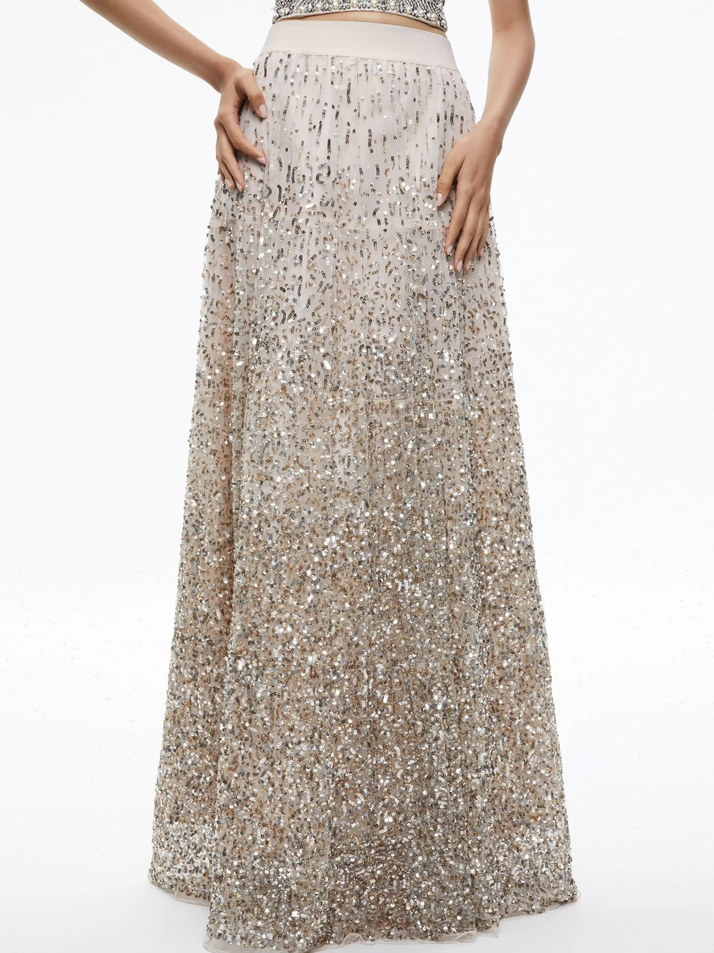 Alice and Olivia CATRINA SEQUIN EMBELLISHED GOWN SKIRT