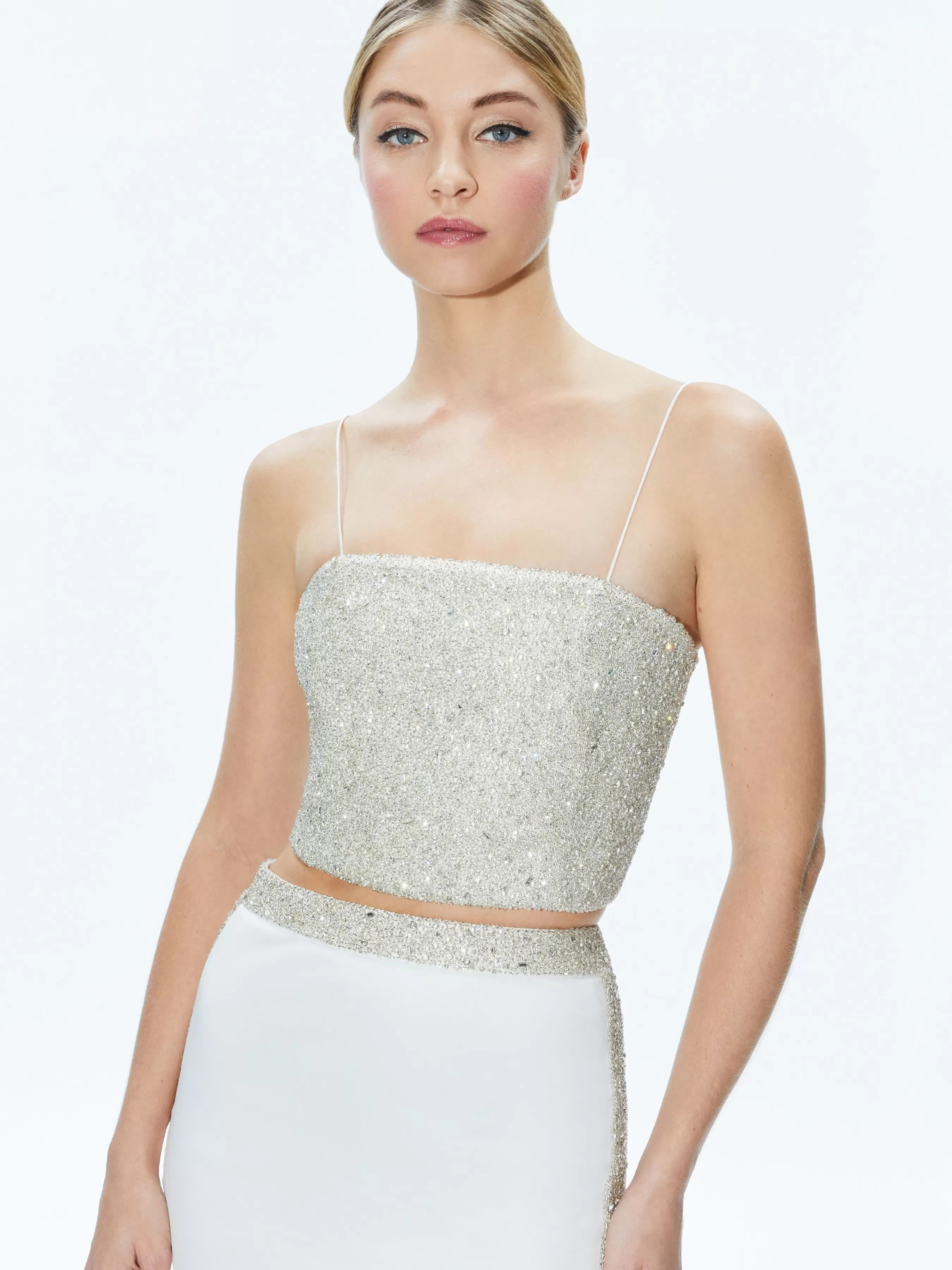 Alice and Olivia CERESI EMBELLISHED CROP TOP + MARILYNN EMBELLISHED MAXI SKIRT