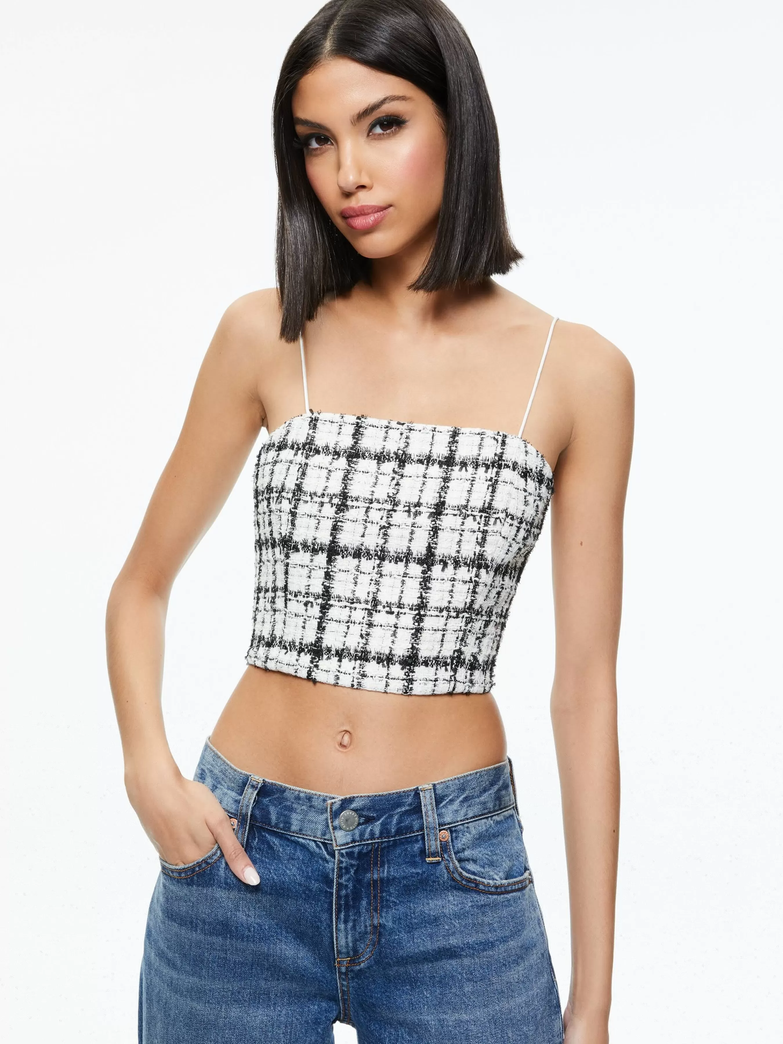 Alice and Olivia CERESI TWEED CROP TOP