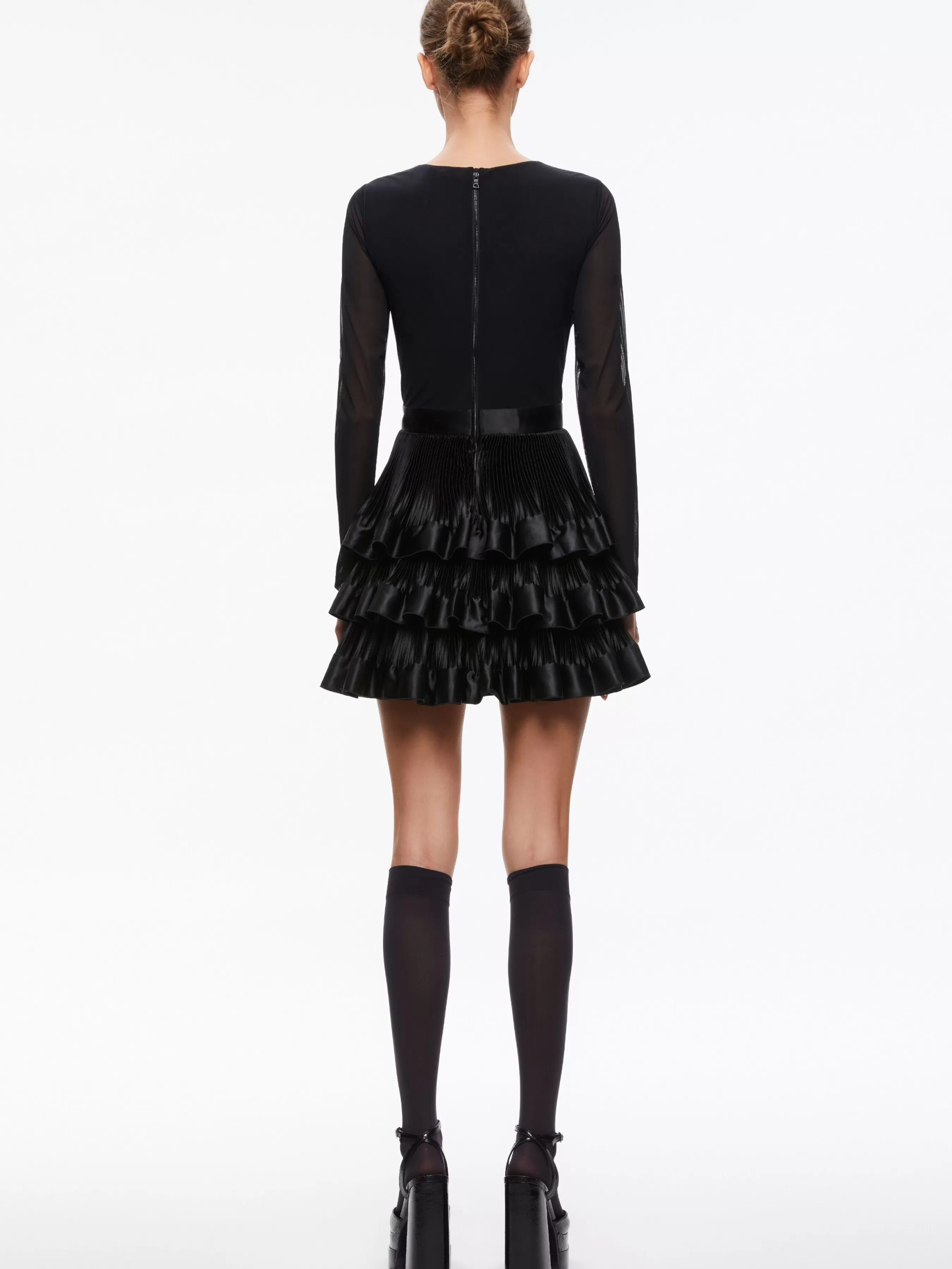 Alice and Olivia CHARA TIERED RUFFLE MINI DRESS