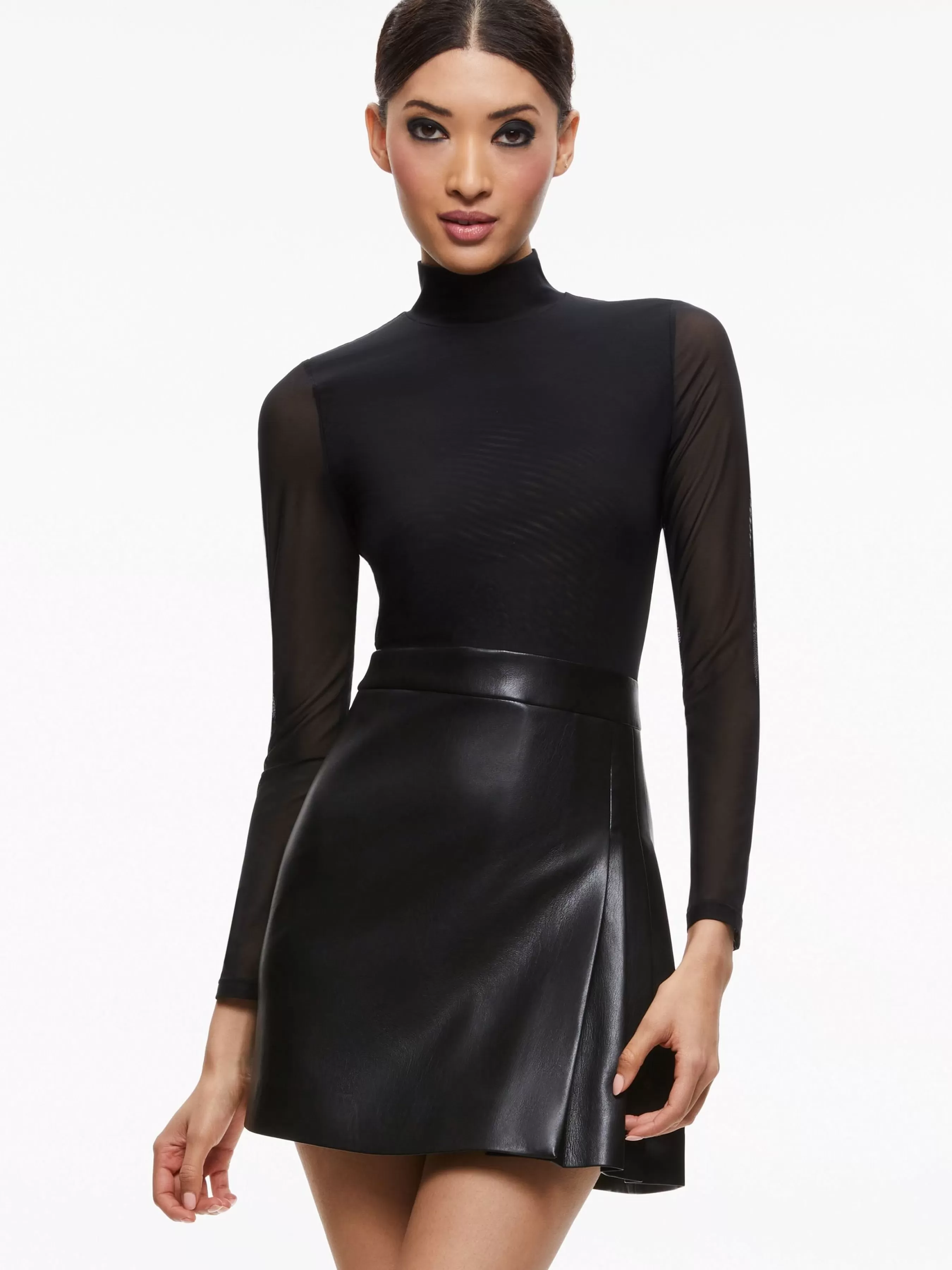 Alice and Olivia CHARA VEGAN LEATHER MINI DRESS