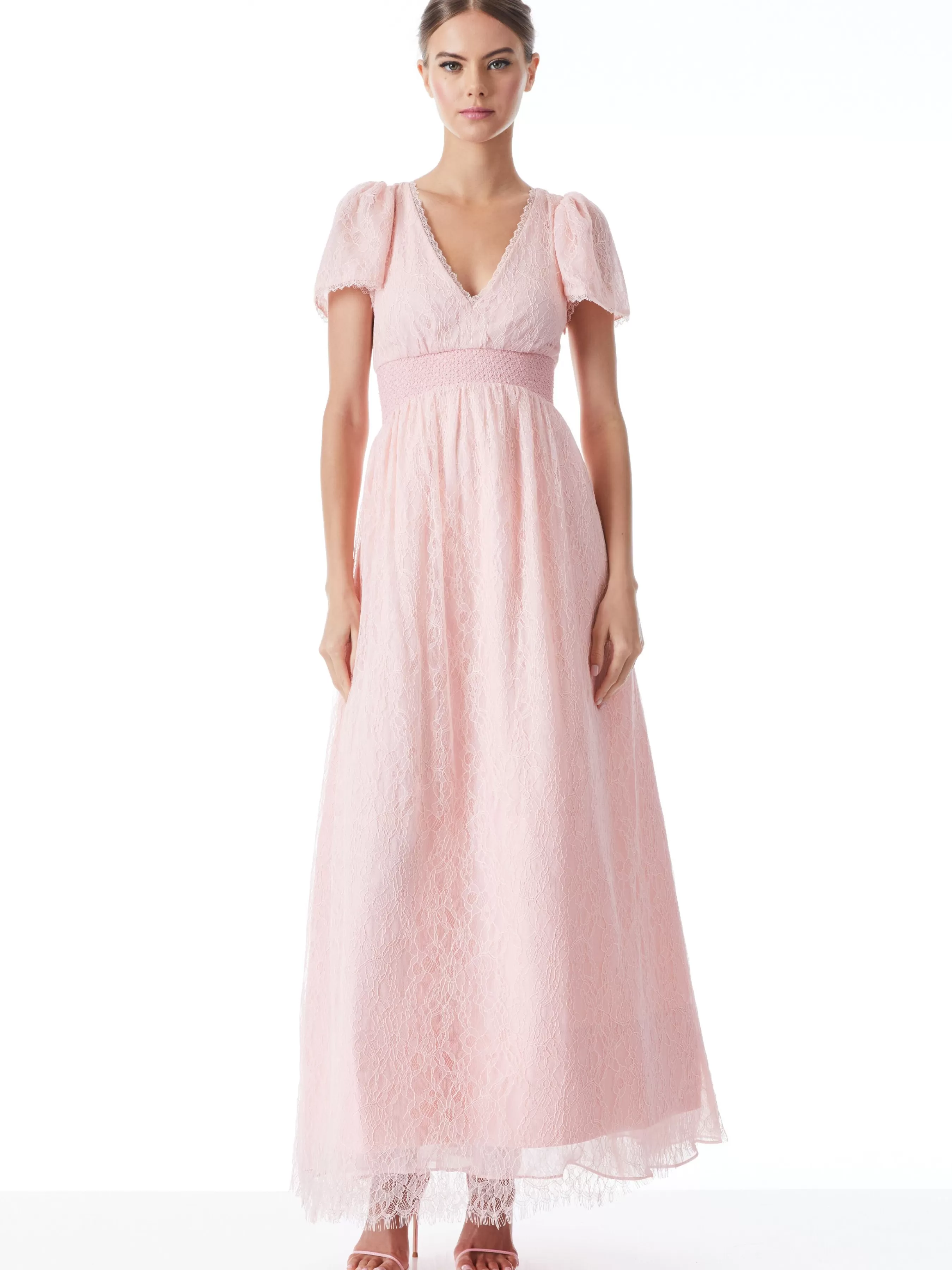 Alice and Olivia CHARLSIE SMOCKED WAIST DRESS