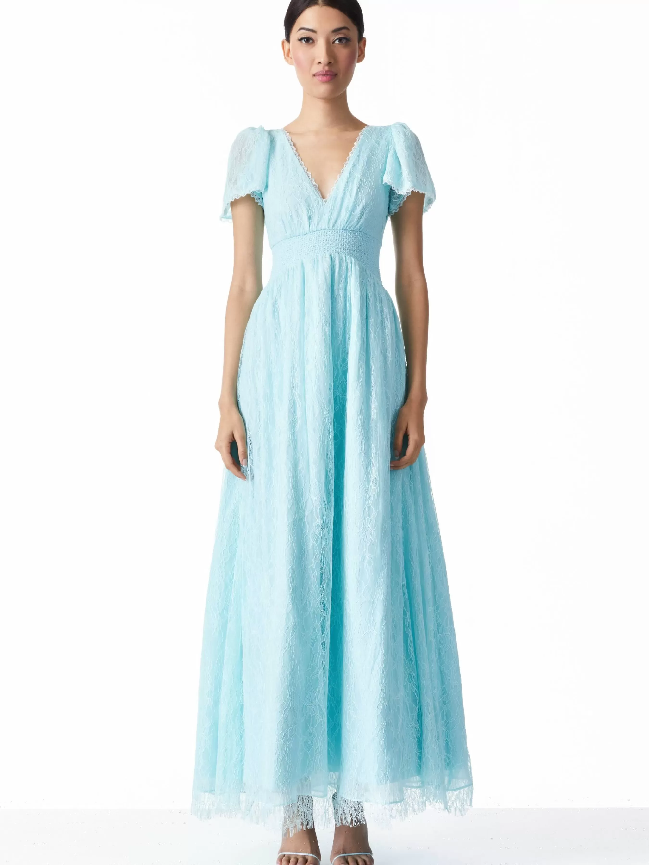 Alice and Olivia CHARLSIE SMOCKED WAIST DRESS