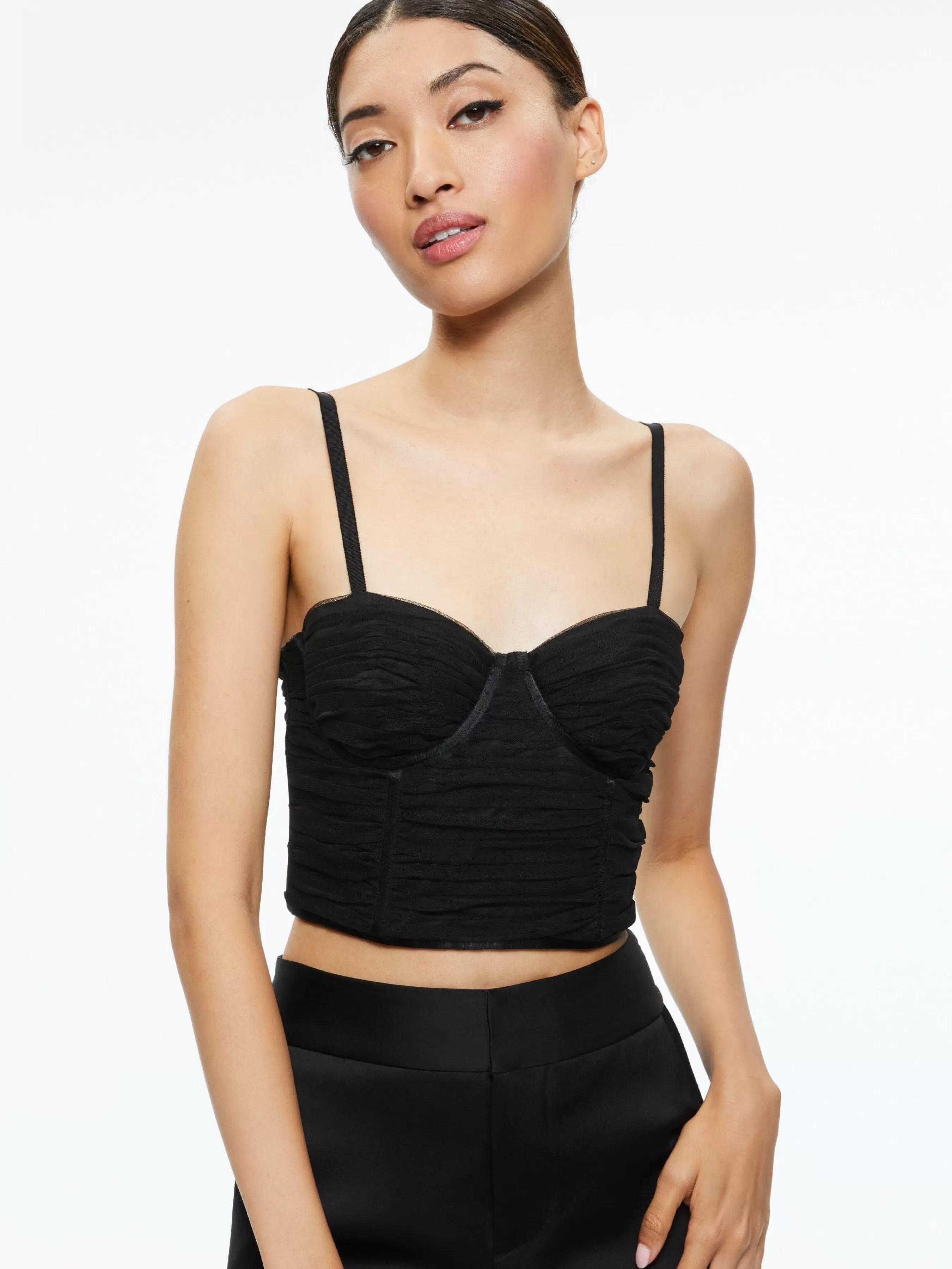 Alice and Olivia DAMIA RUCHED BUSTIER TOP