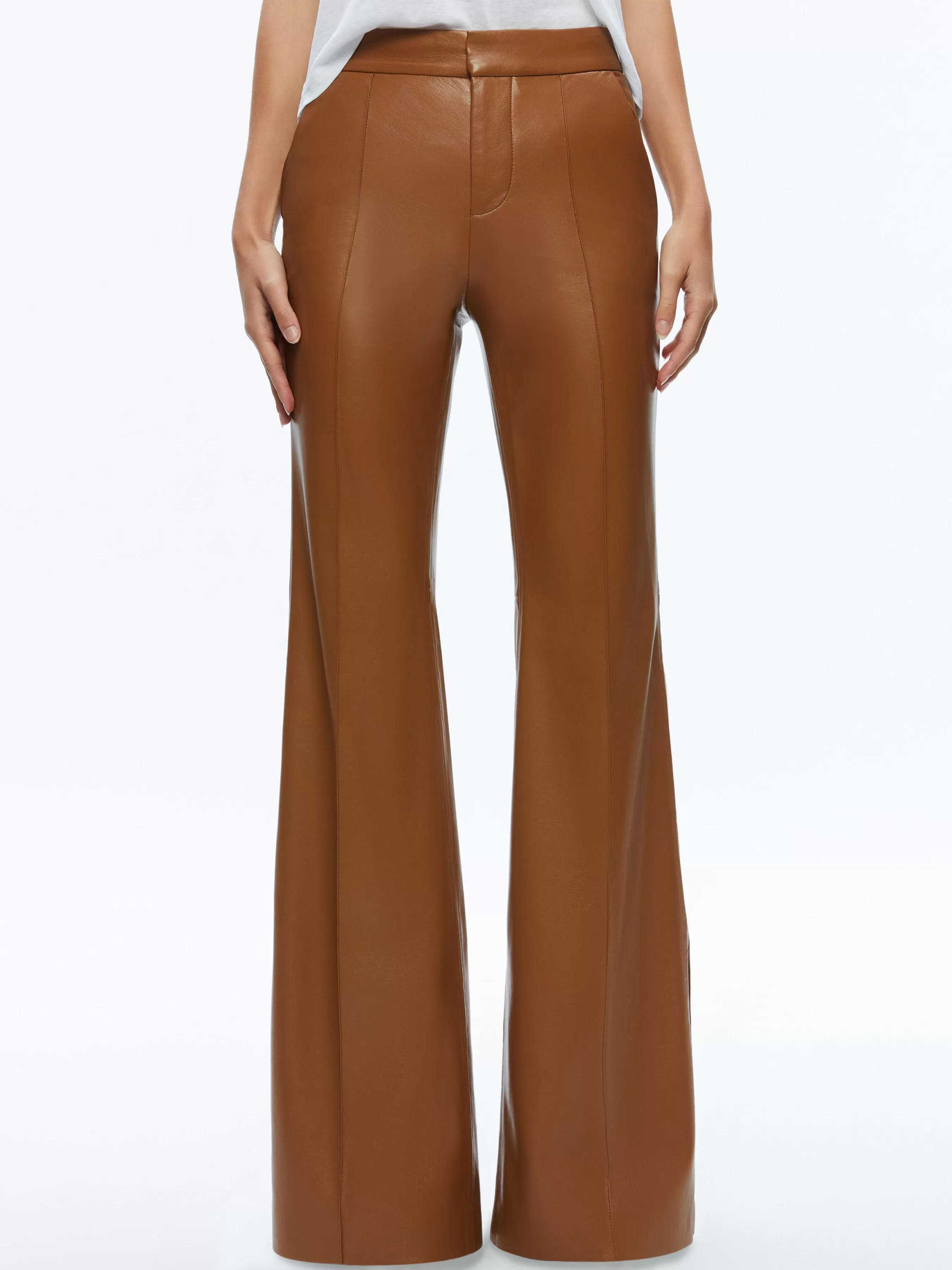 Alice and Olivia DANETTE VEGAN LEATHER SPLIT HEM TROUSERS