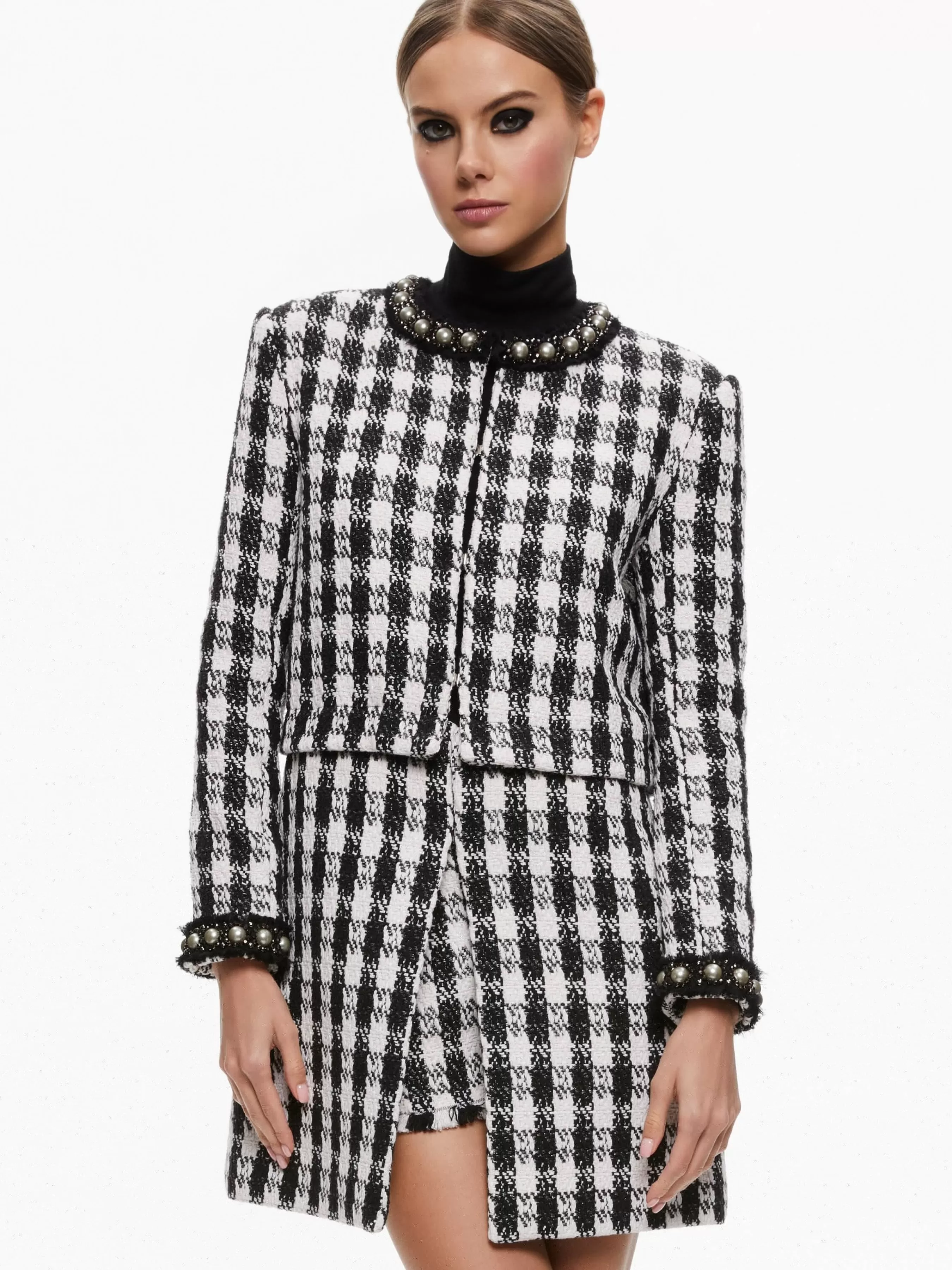 Alice and Olivia DEON TWO-FER TWEED JACKET