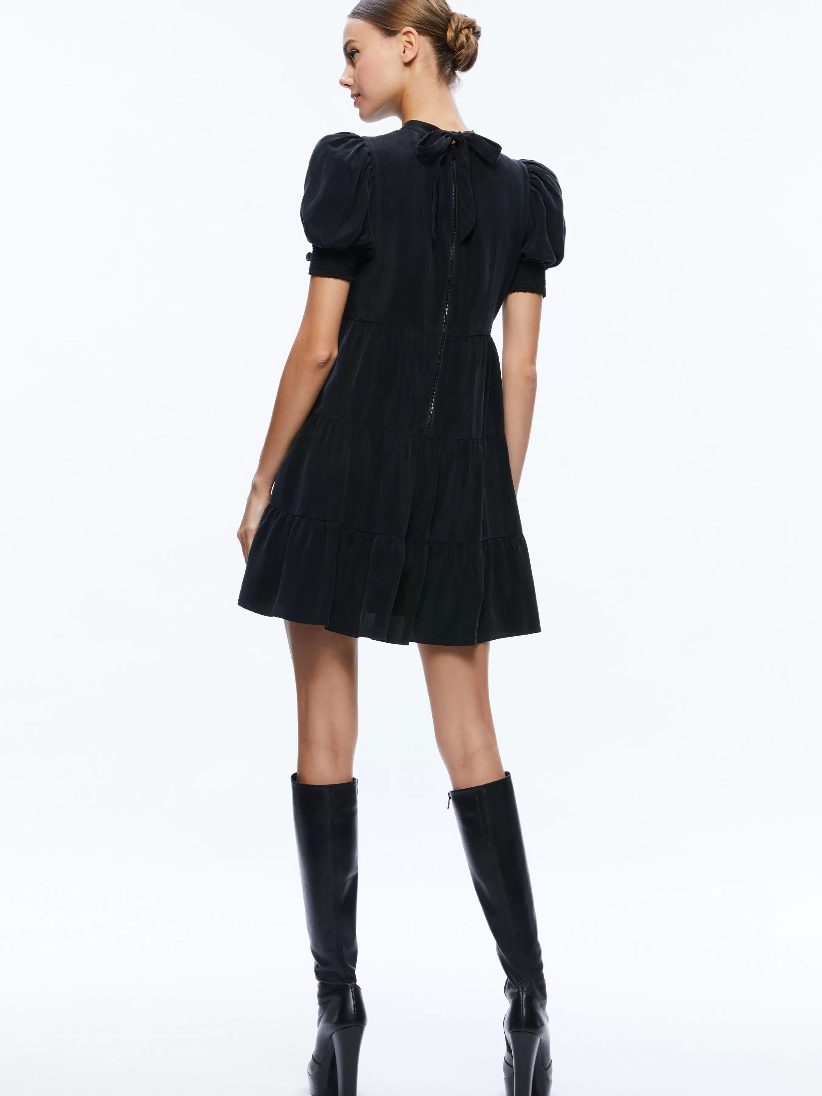 Alice and Olivia DORINE PUFF SLEEVE MINI DRESS