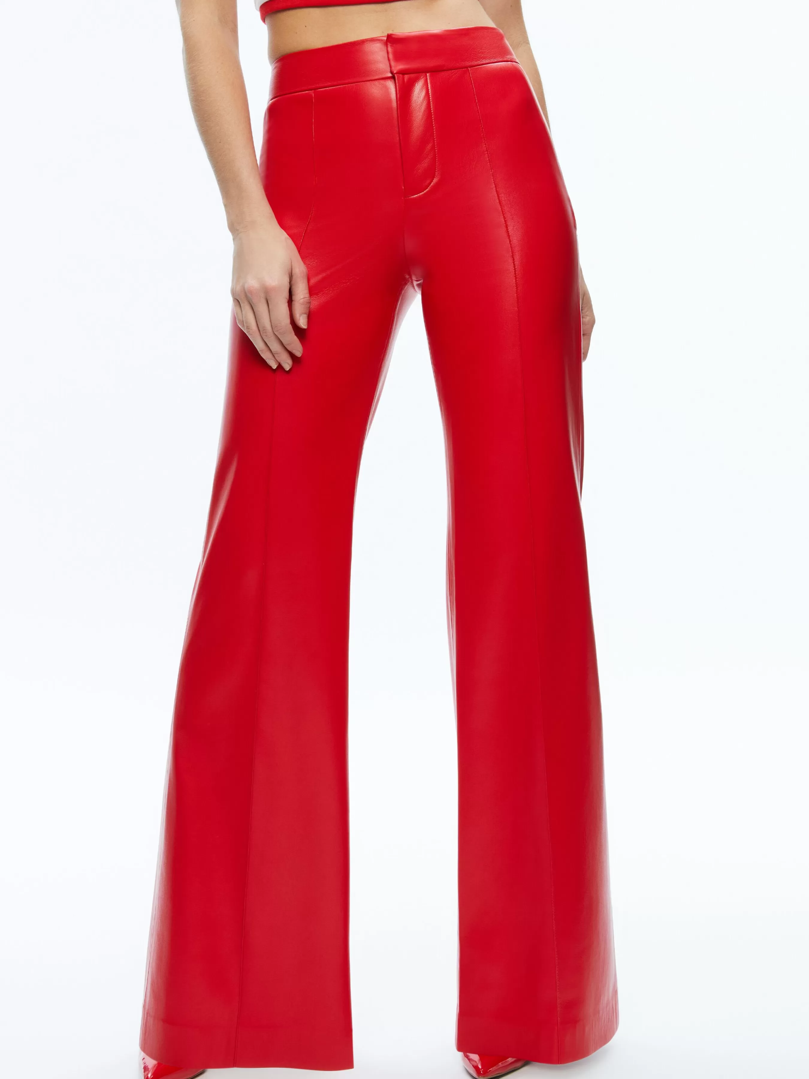 Alice and Olivia DYLAN HIGH WAISTED VEGAN LEATHER WIDE LEG PANT