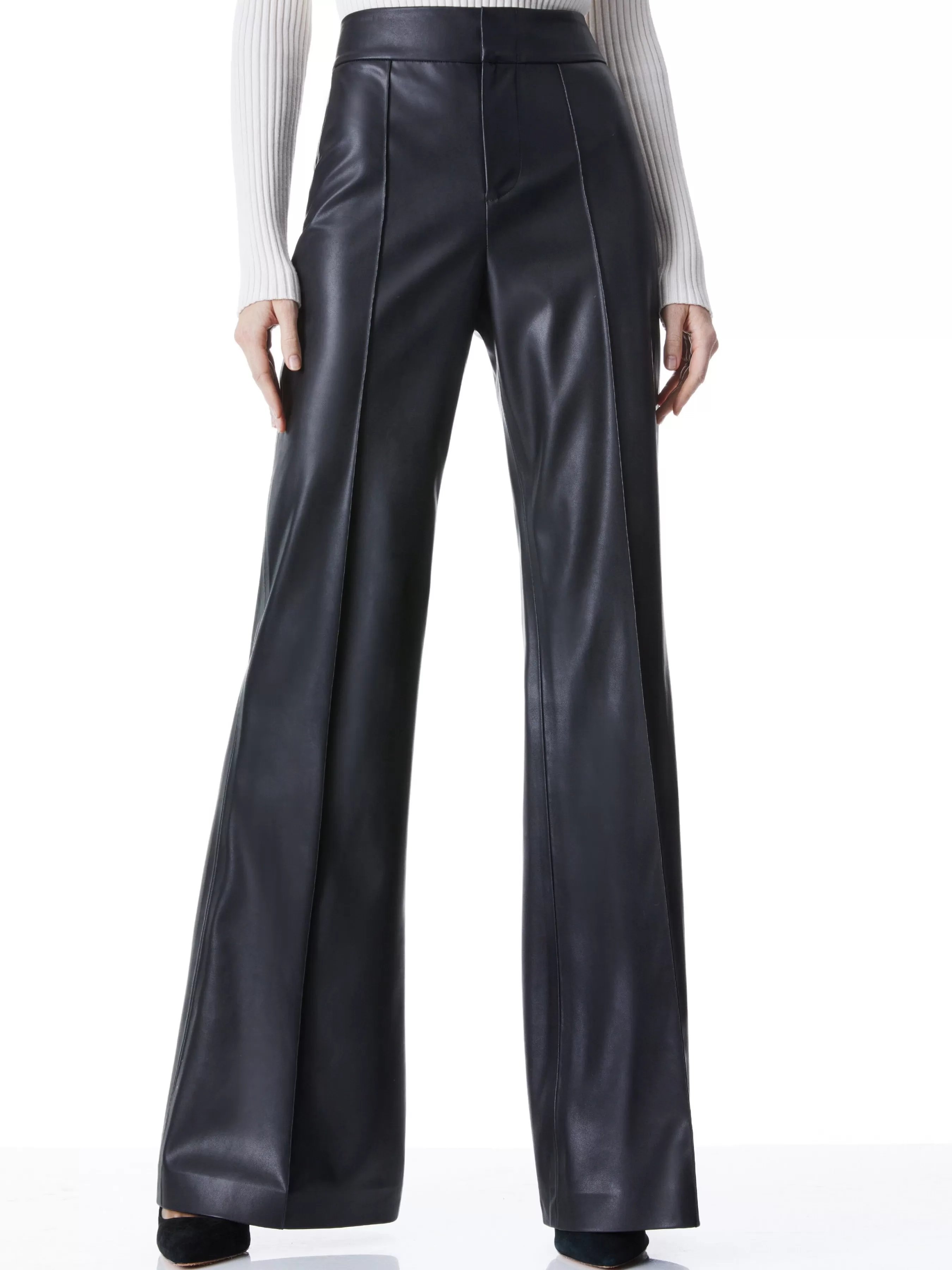 Alice and Olivia DYLAN VEGAN LEATHER WIDE LEG PANT