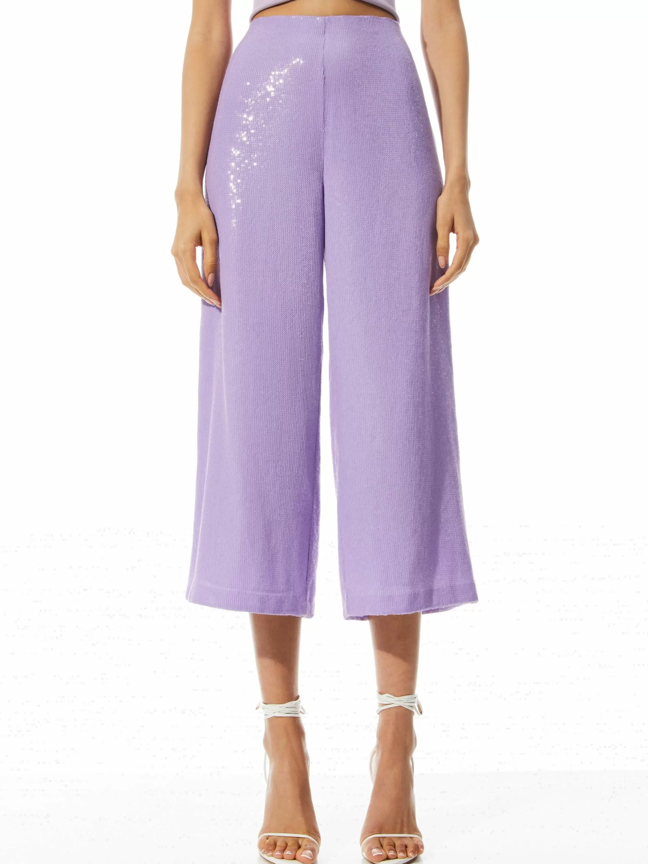 Alice and Olivia ELBA SEQUIN HIGH WAISTED ANKLE PANT