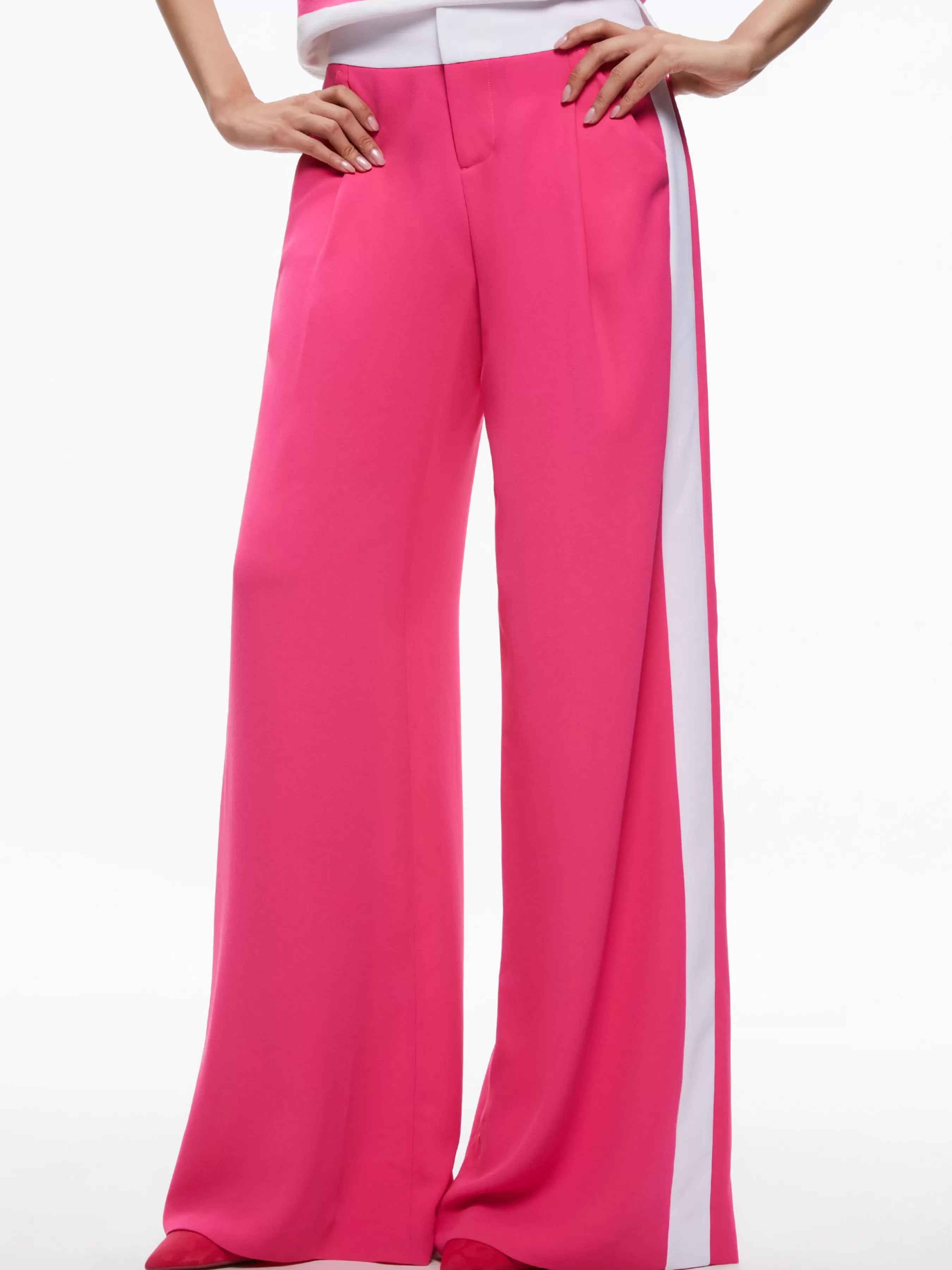 Alice and Olivia ERIC MID RISE PANT WITH TUX STRIPE