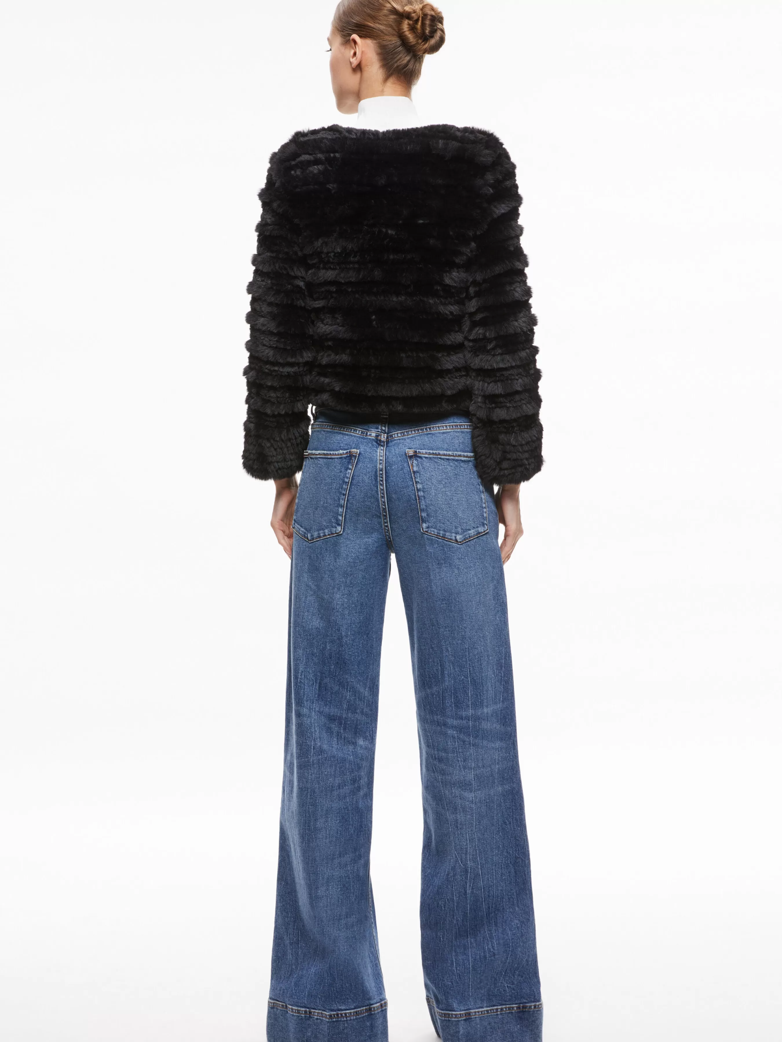 Alice and Olivia FAWN FAUX FUR TEXTURED JACKET