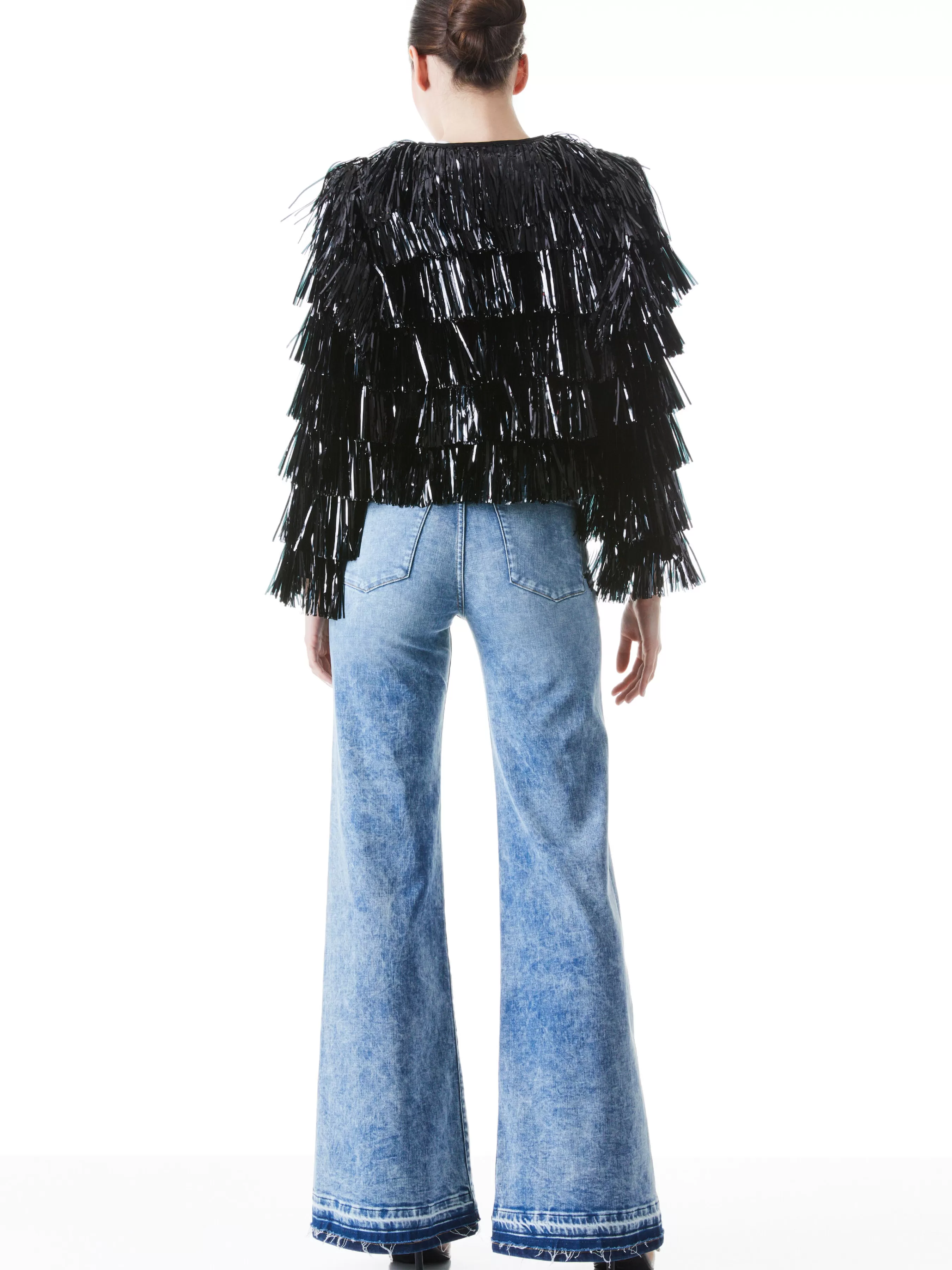 Alice and Olivia FAWN FRINGE TINSEL JACKET