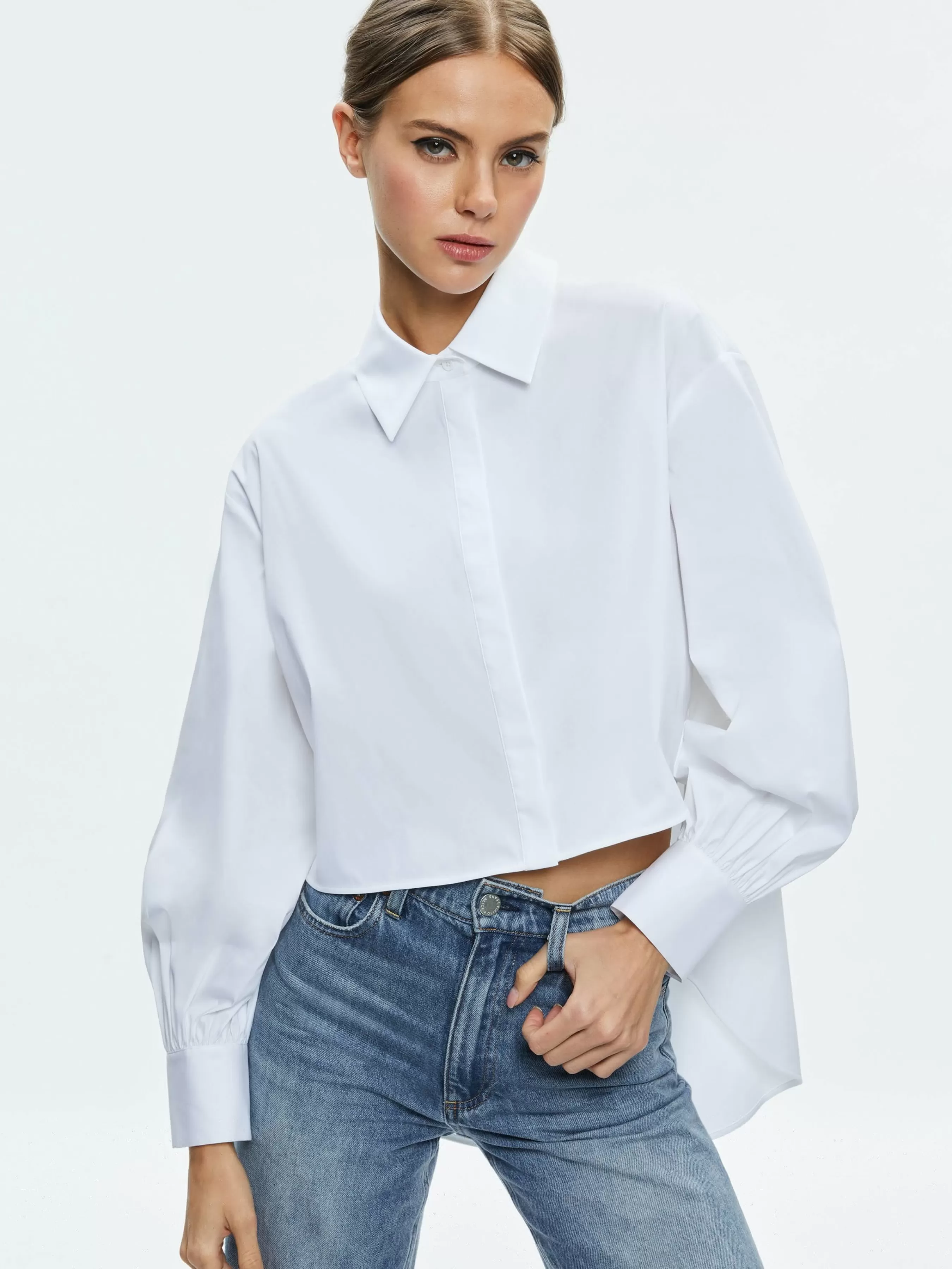 Alice and Olivia FINELY HIGH-LOW BLOUSE