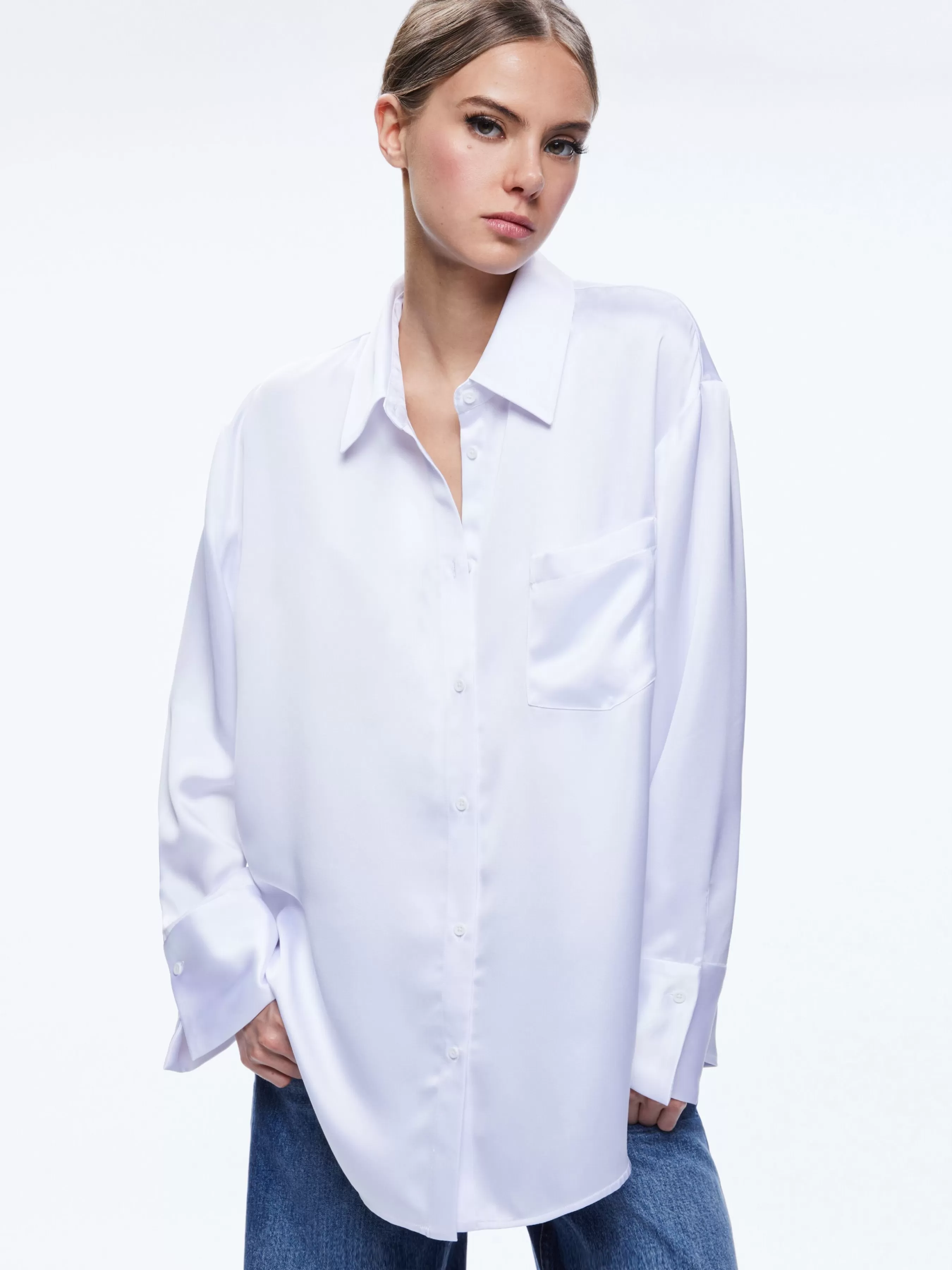 Alice and Olivia FINELY OVERSIZED BUTTON DOWN SHIRT