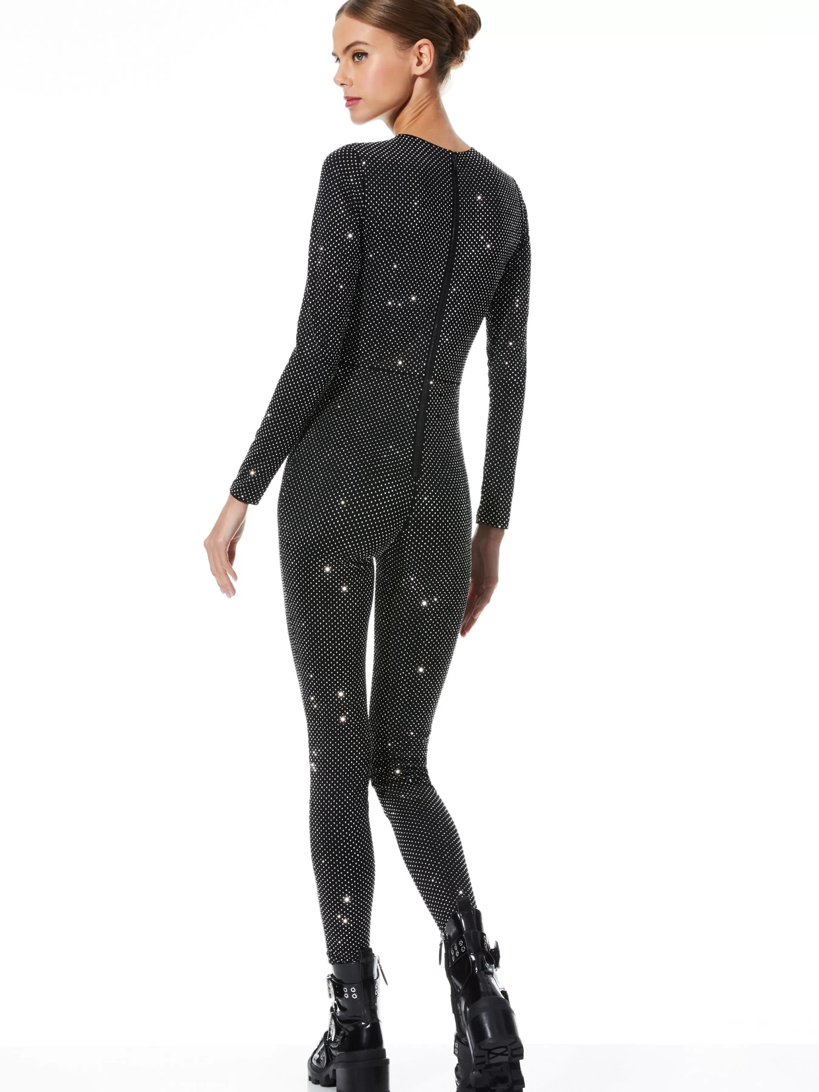 Alice and Olivia FREDDIE CREWNECK EMBELLISHED CATSUIT