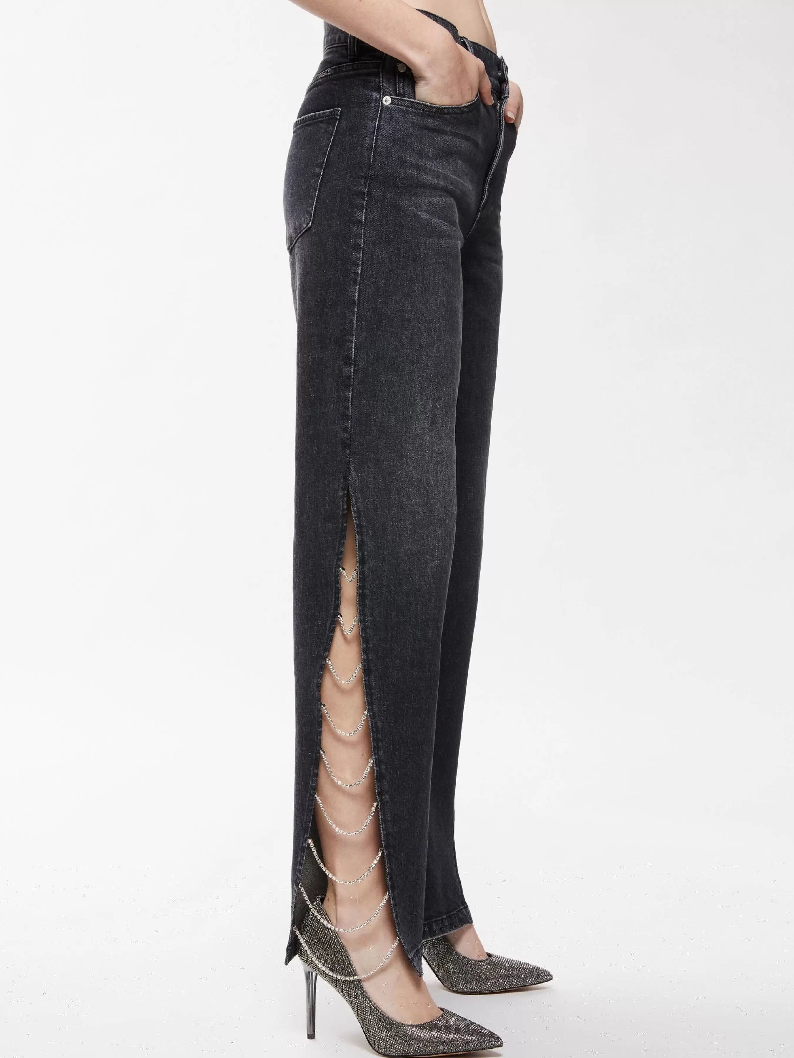 Alice and Olivia GAYLE EMBELLISHED SIDE JEAN