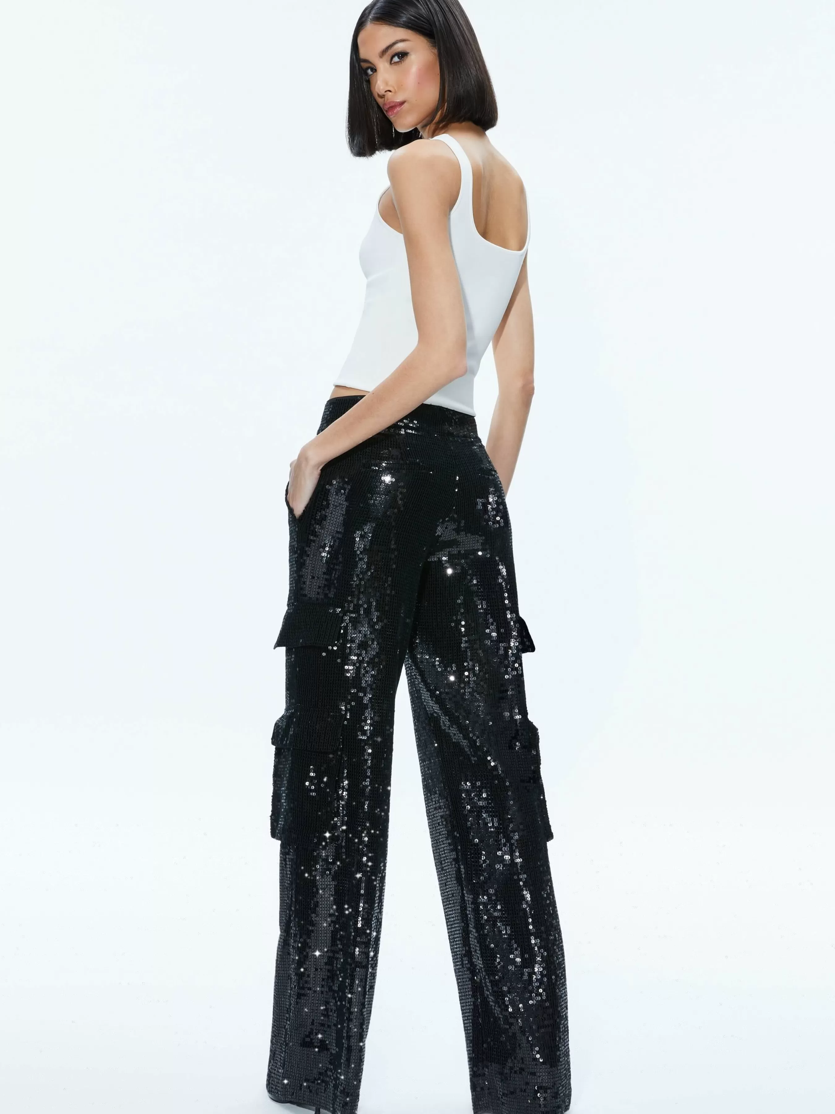 Alice and Olivia HAYES SEQUIN CARGO PANT