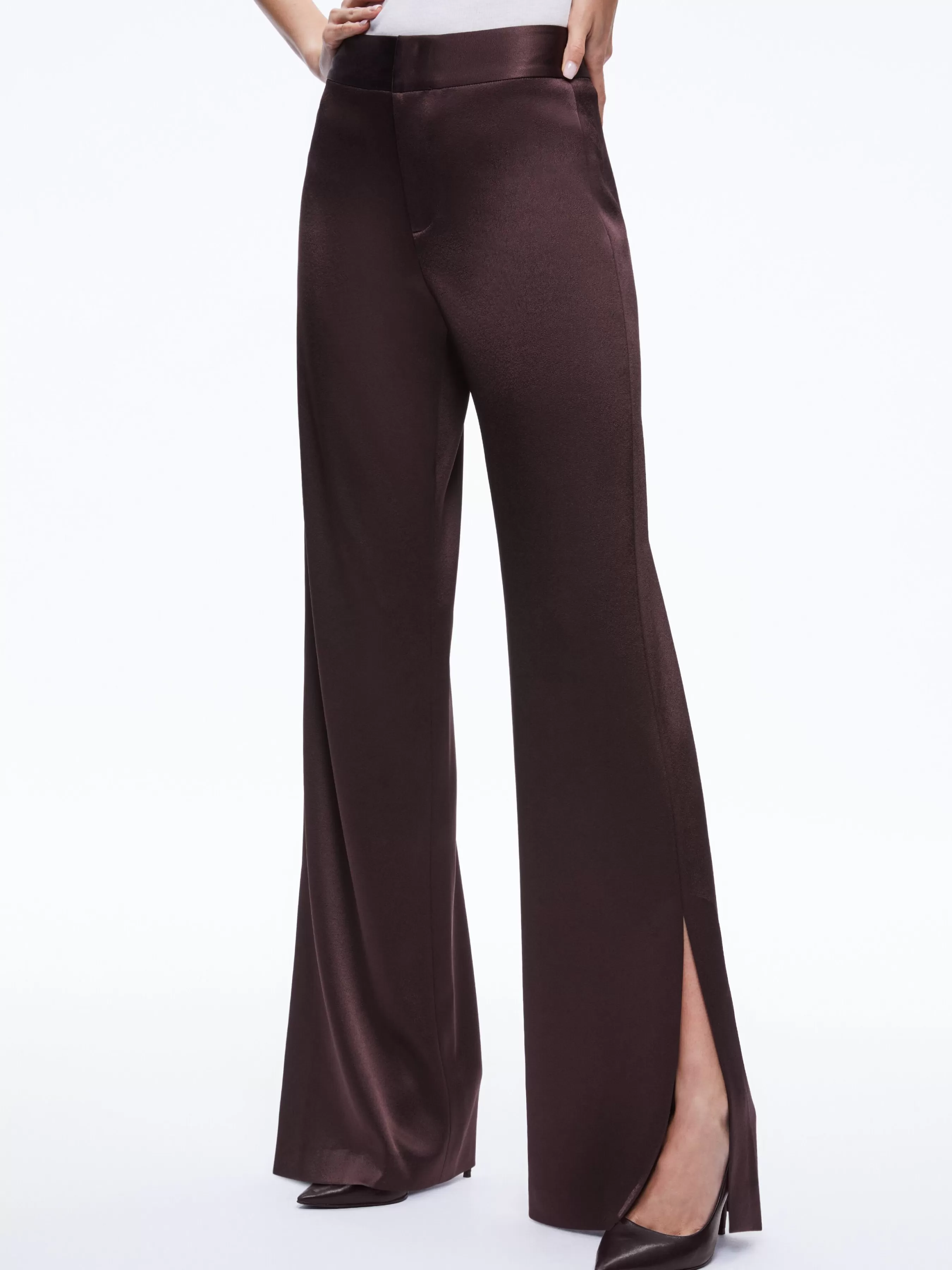 Alice and Olivia JC WIDE LEG SIDE SLIT PANT