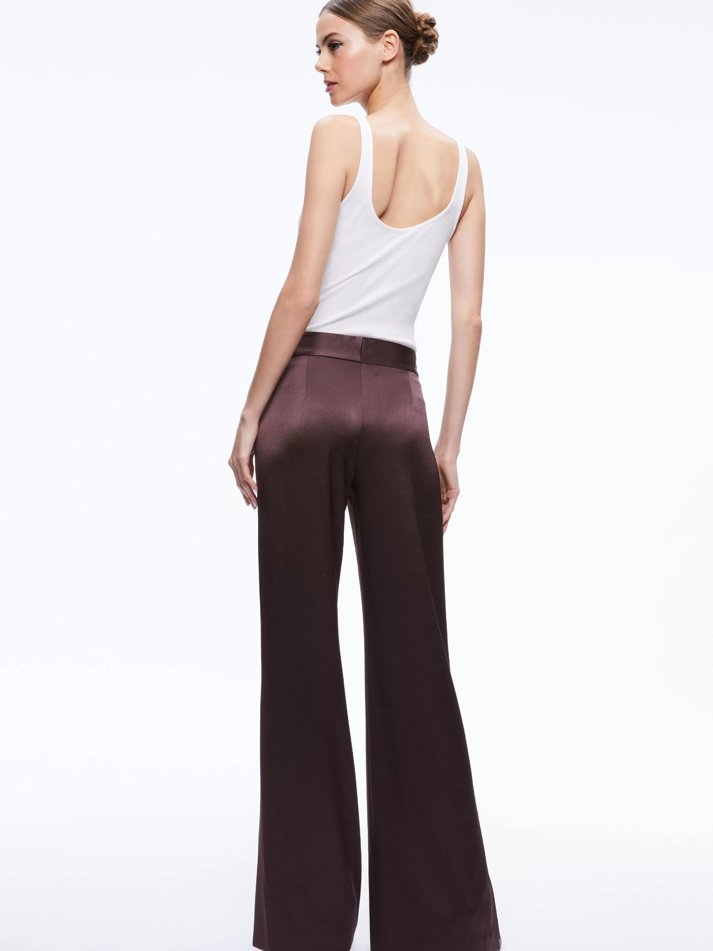 Alice and Olivia JC WIDE LEG SIDE SLIT PANT