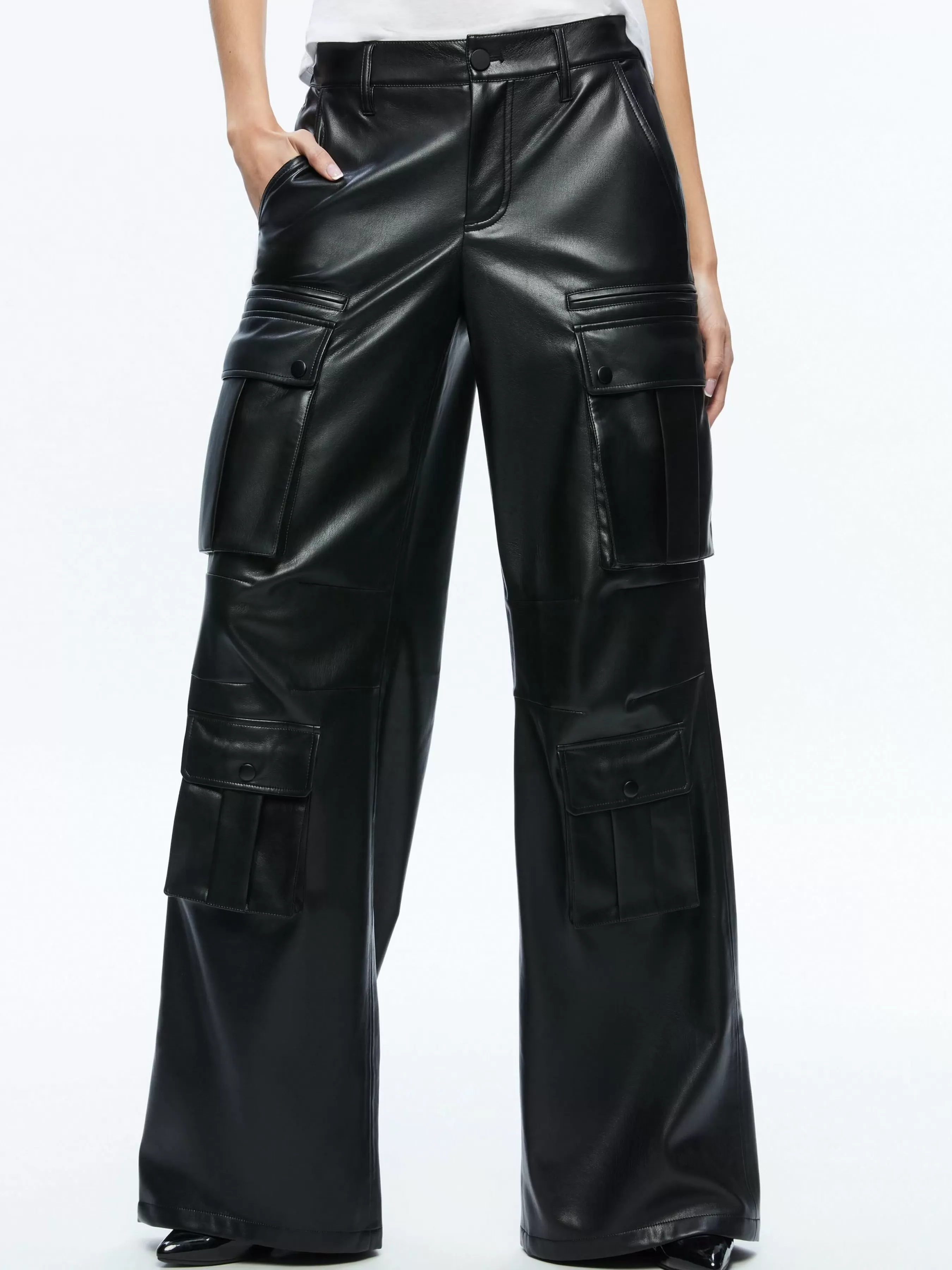 Alice and Olivia JOETTE VEGAN LEATHER CARGO PANT