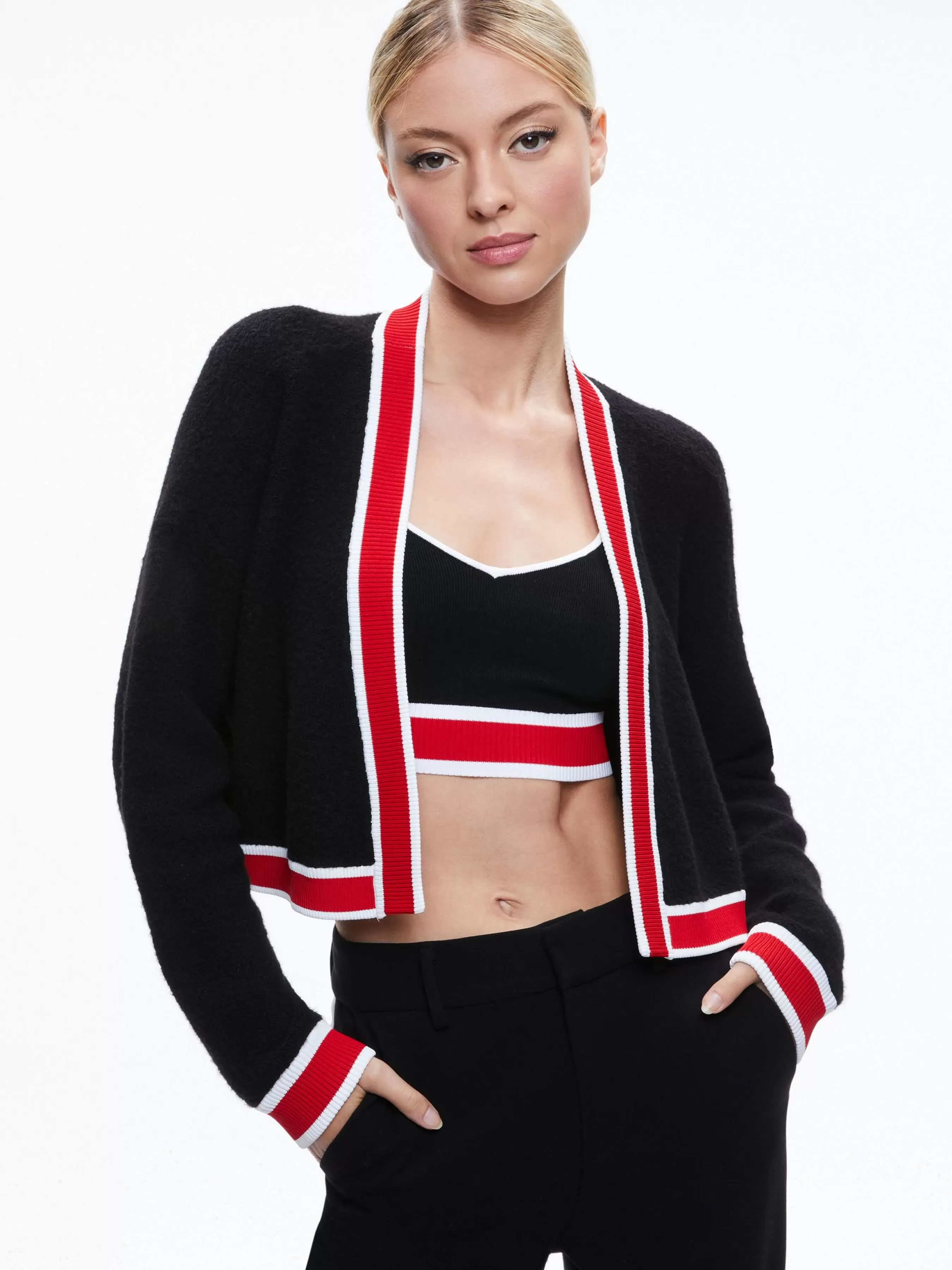 Alice and Olivia JUANA CROPPED CARDIGAN + MAUDE BRALETTE