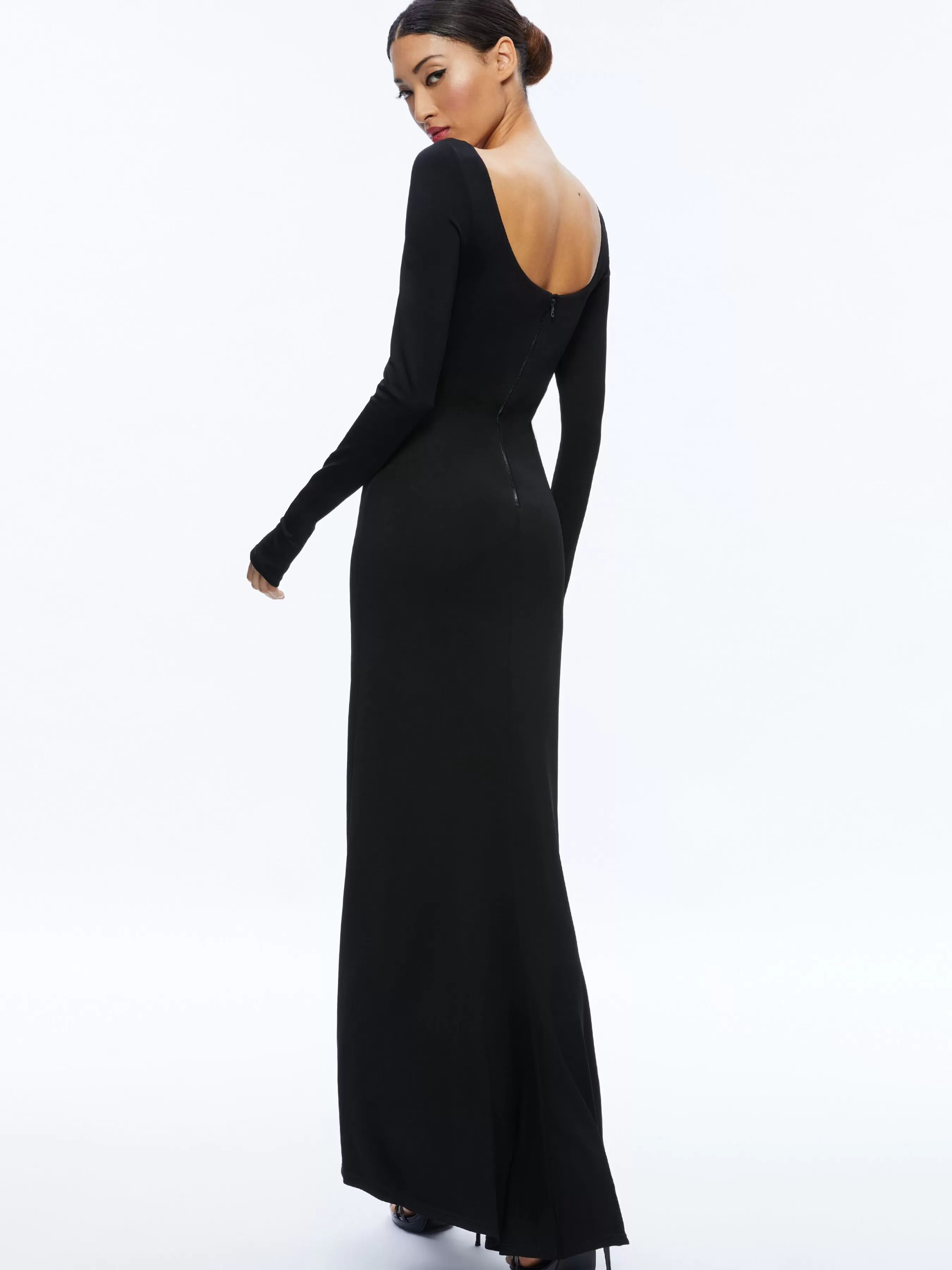 Alice and Olivia KALENA SCOOP NECK CUTOUT MAXI DRESS