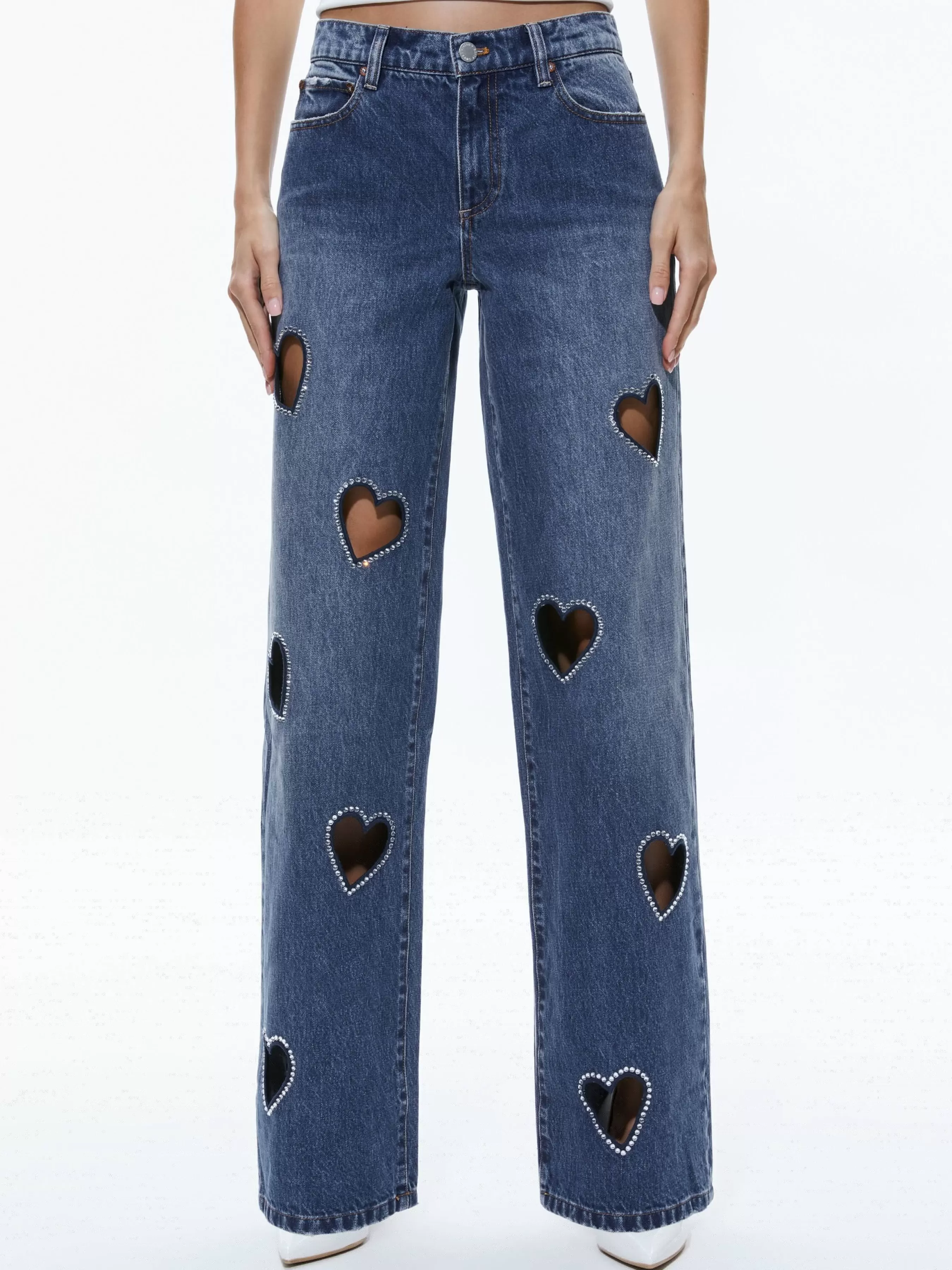 Alice and Olivia KARRIE EMBELLISHED HEART JEAN