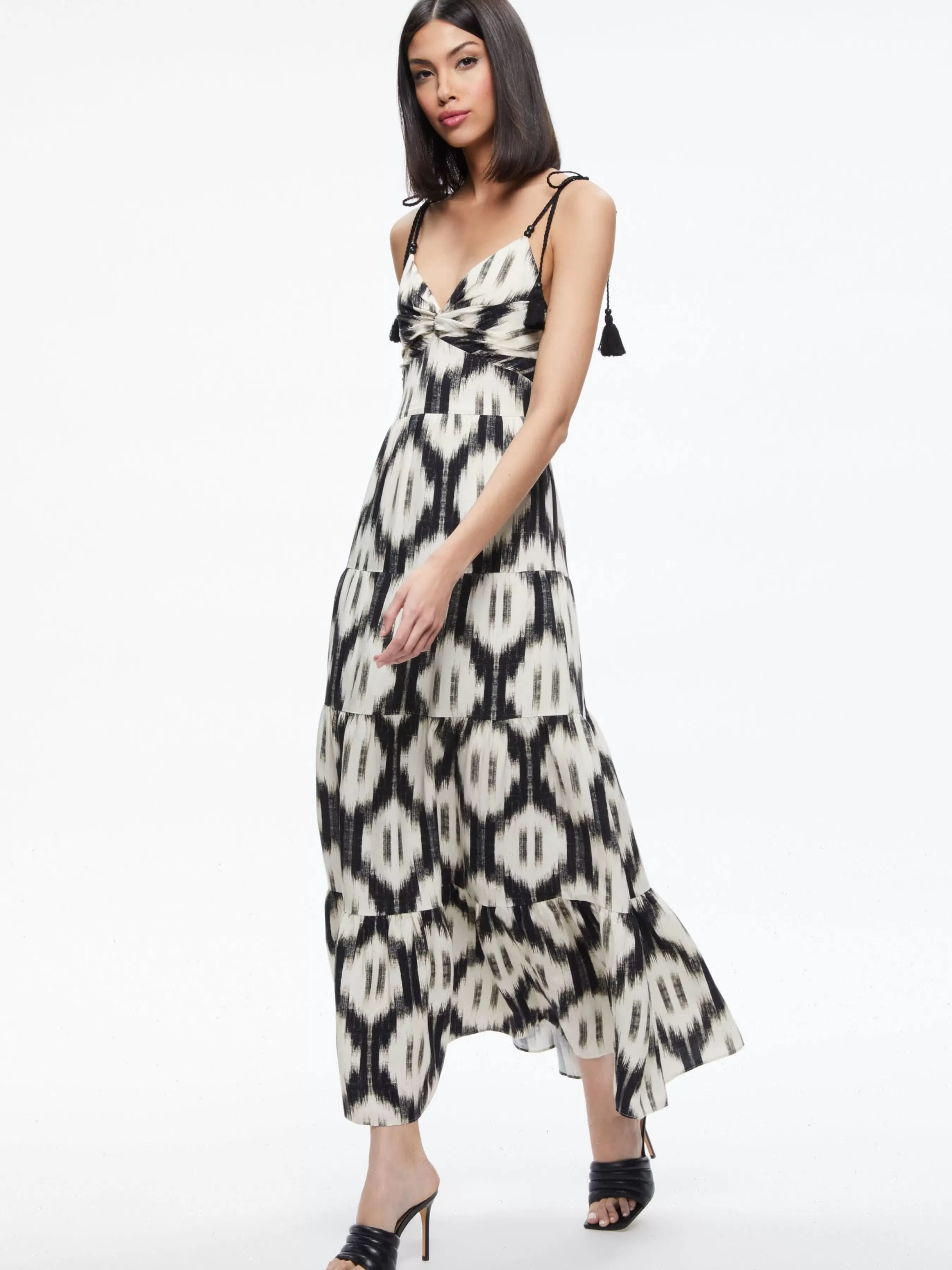 Alice and Olivia KATARA TWIST TOP TIERED MAXI DRESS