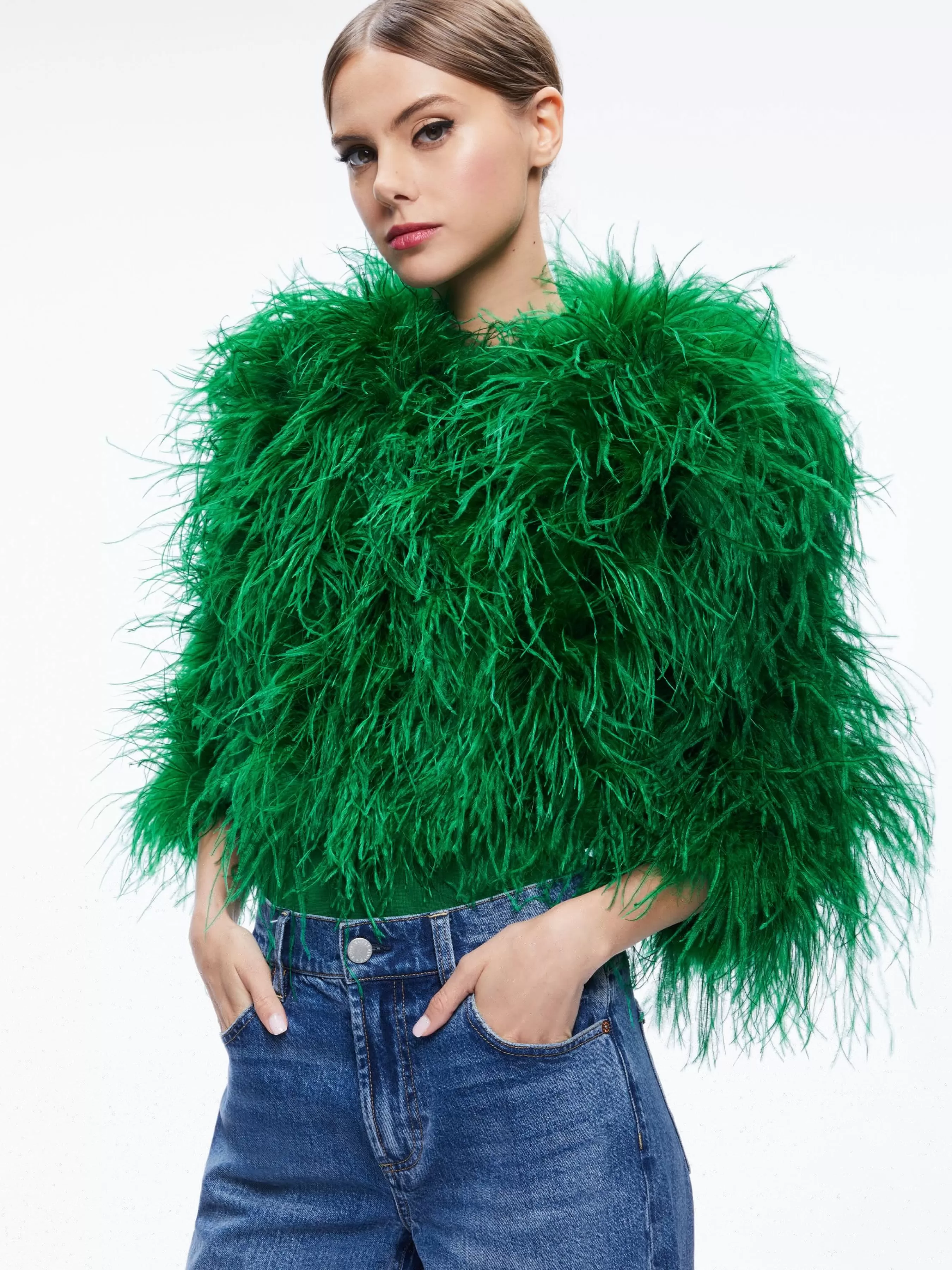 Alice and Olivia KIDMAN FEATHER JACKET