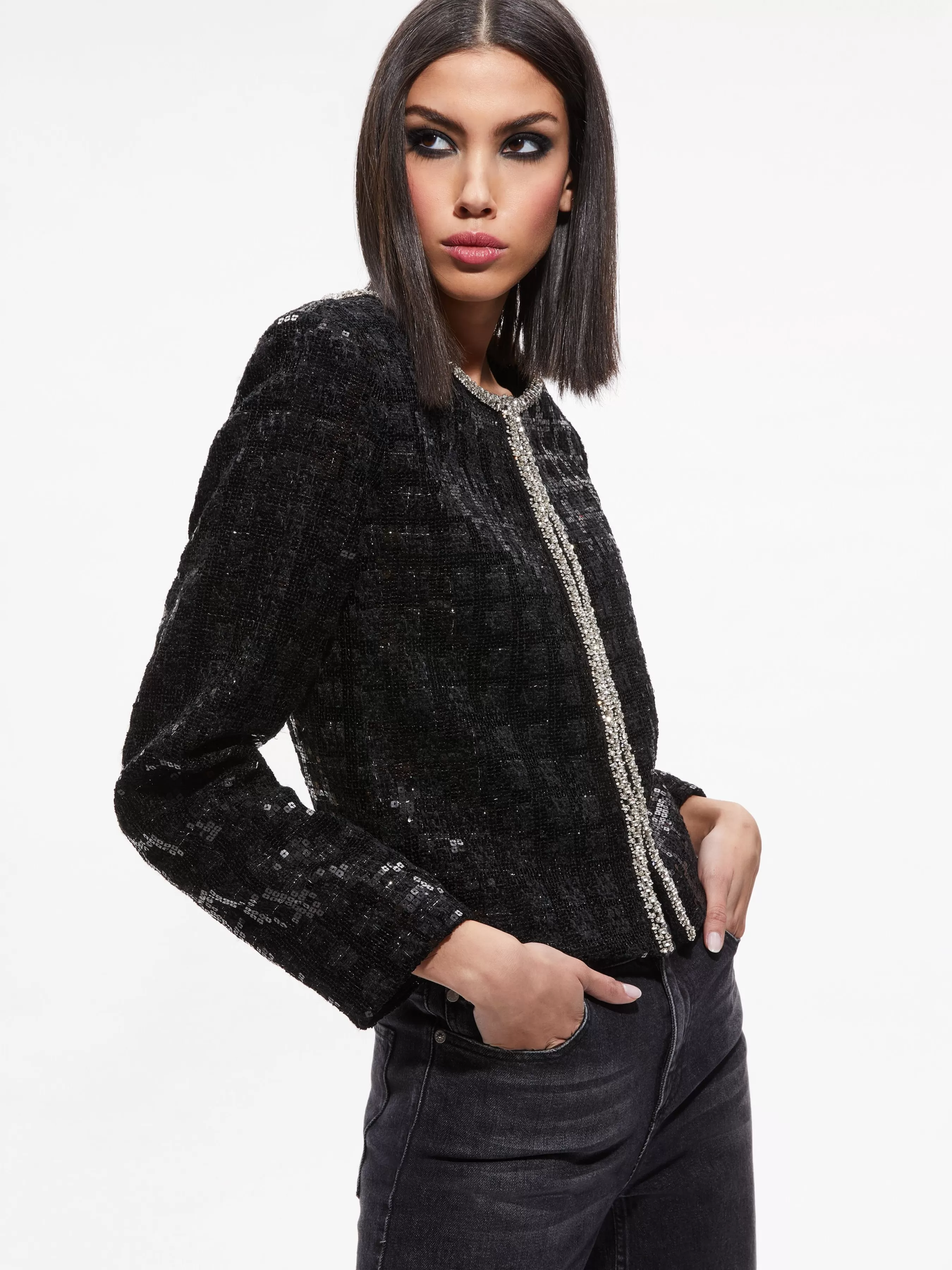 Alice and Olivia KIDMAN SEQUIN TWEED JACKET