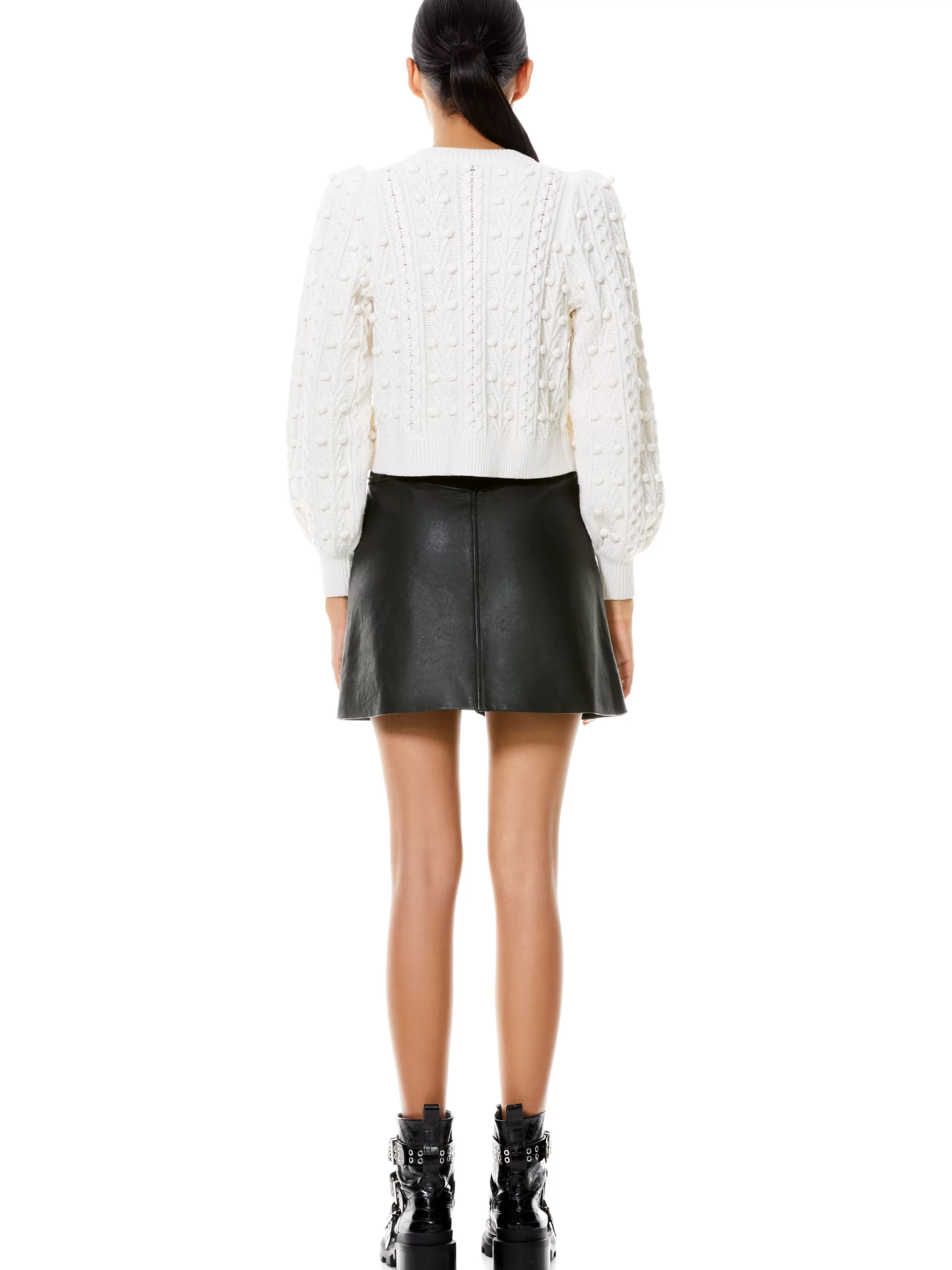 Alice and Olivia KITTY PUFF SLEEVE CARDIGAN