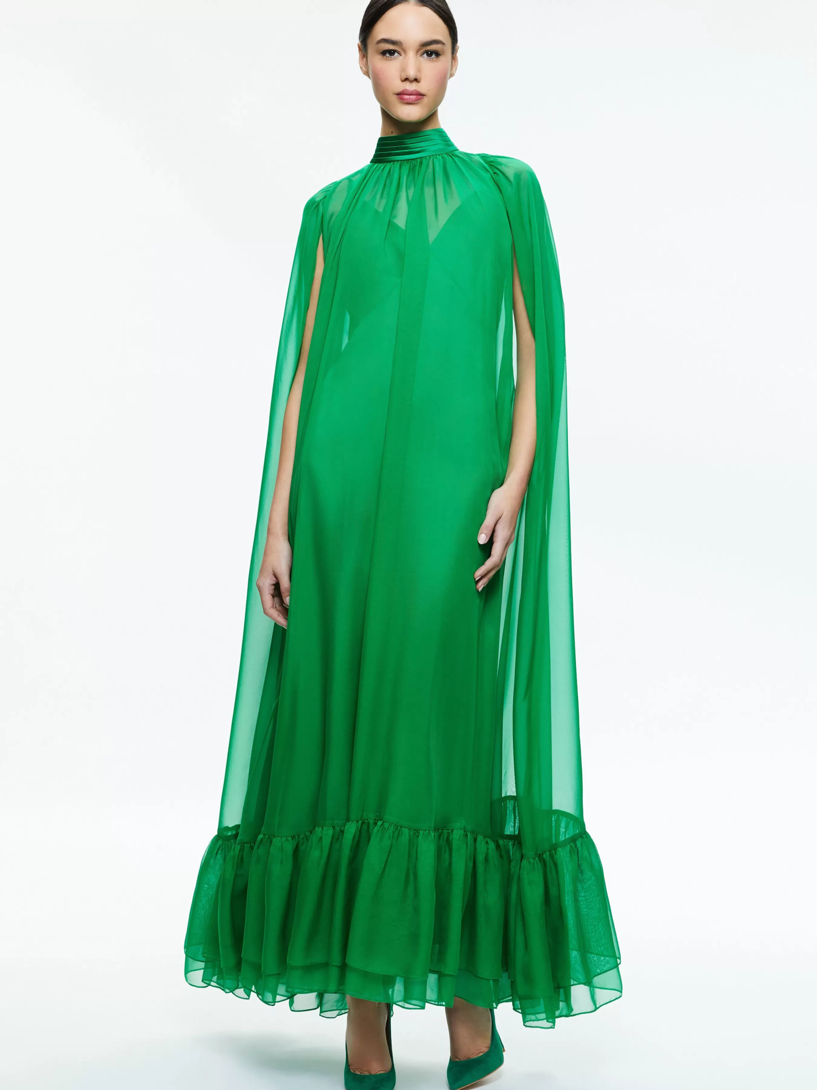 Alice and Olivia LANELLE MAXI CAPE DRESS