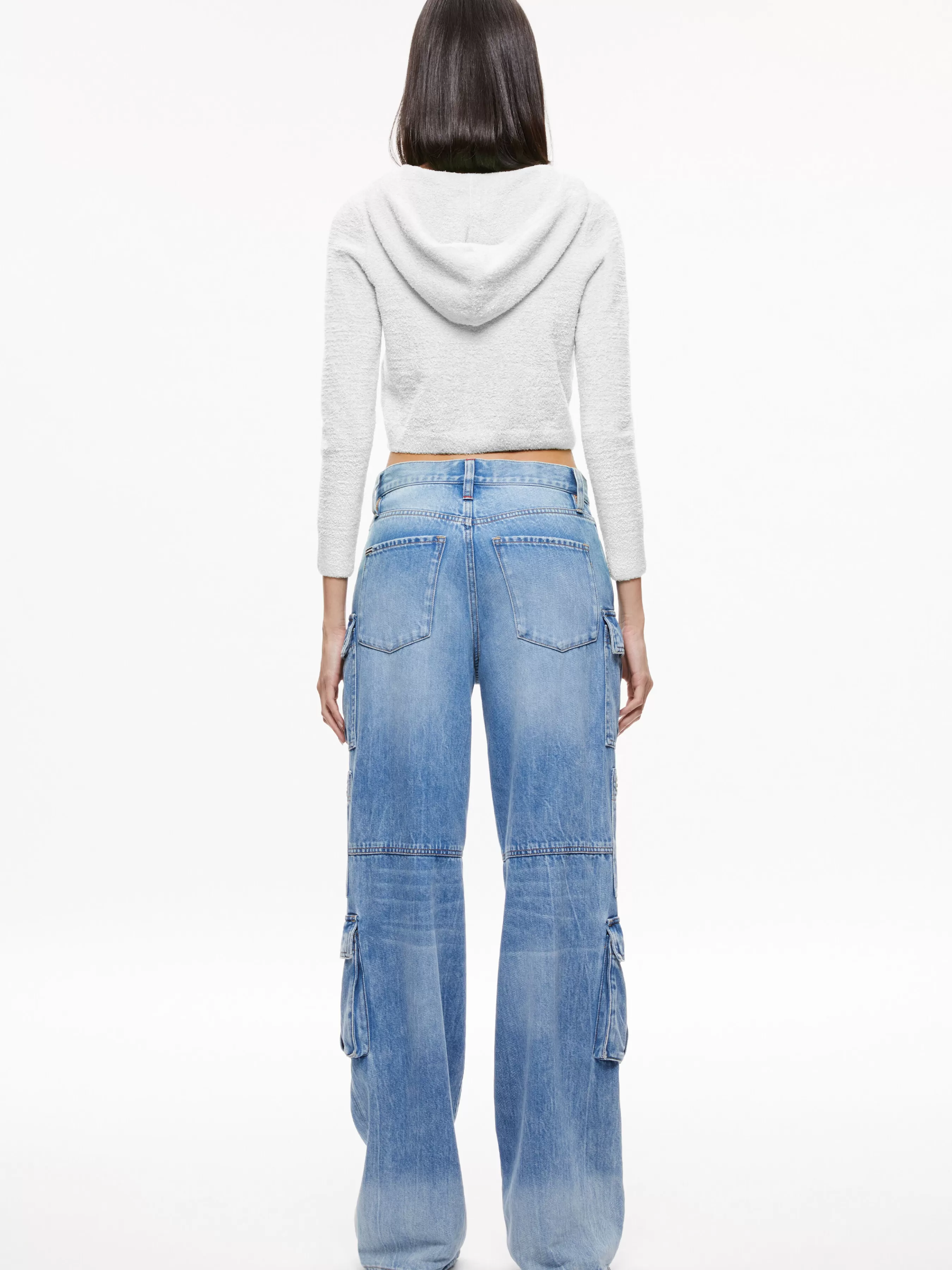 Alice and Olivia LIDELL CROPPED ZIP UP HOODIE